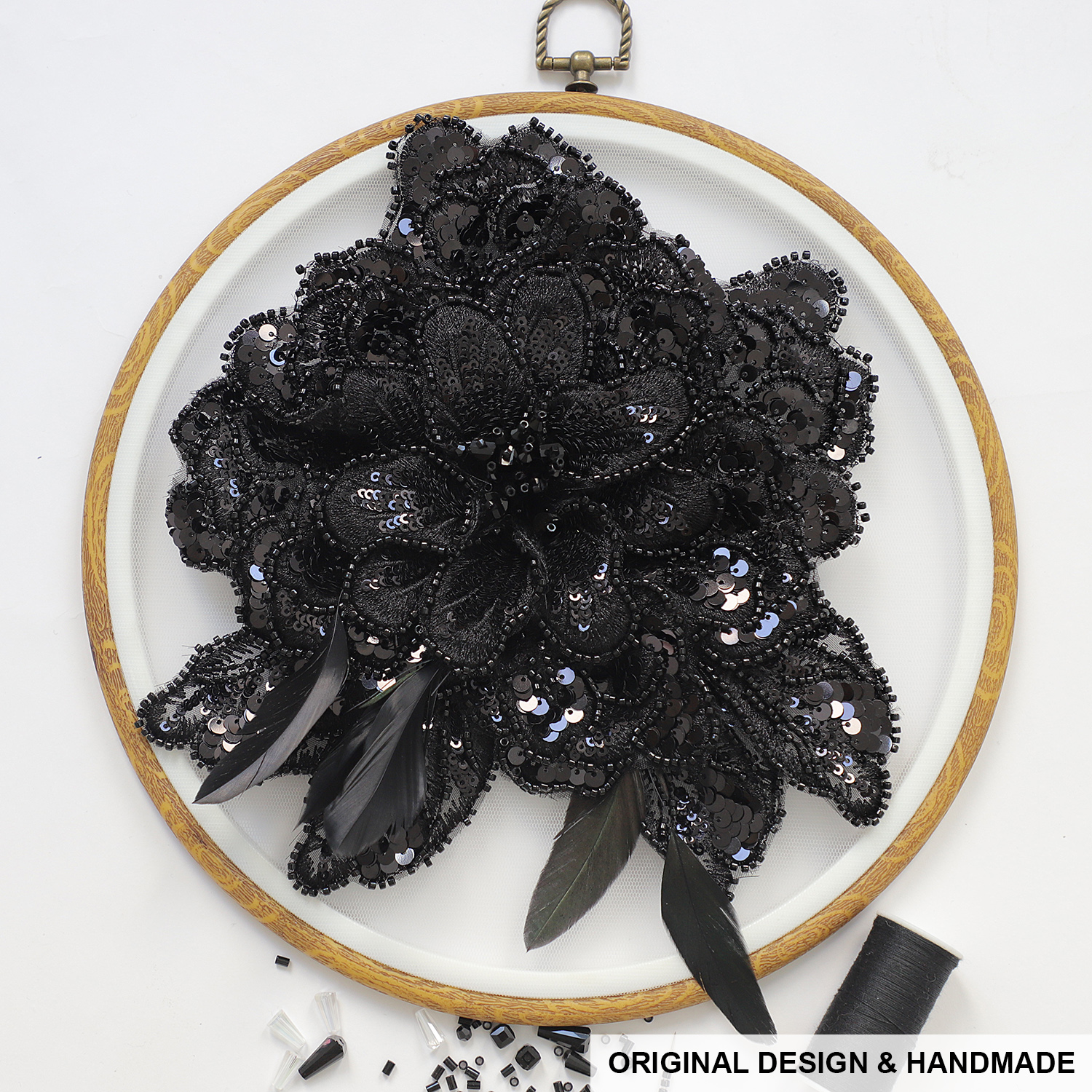 Yanzi Handmade 3d Flower Sequin Beads Applique for Dress Clothing Accessories (YZLQ007）