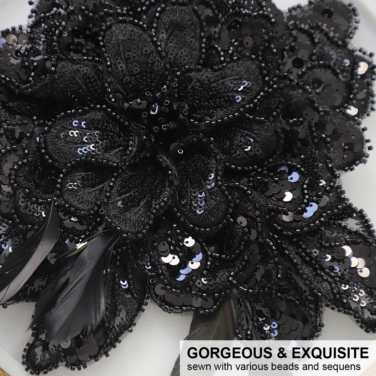 Yanzi Handmade 3d Flower Sequin Beads Applique for Dress Clothing Accessories (YZLQ007）