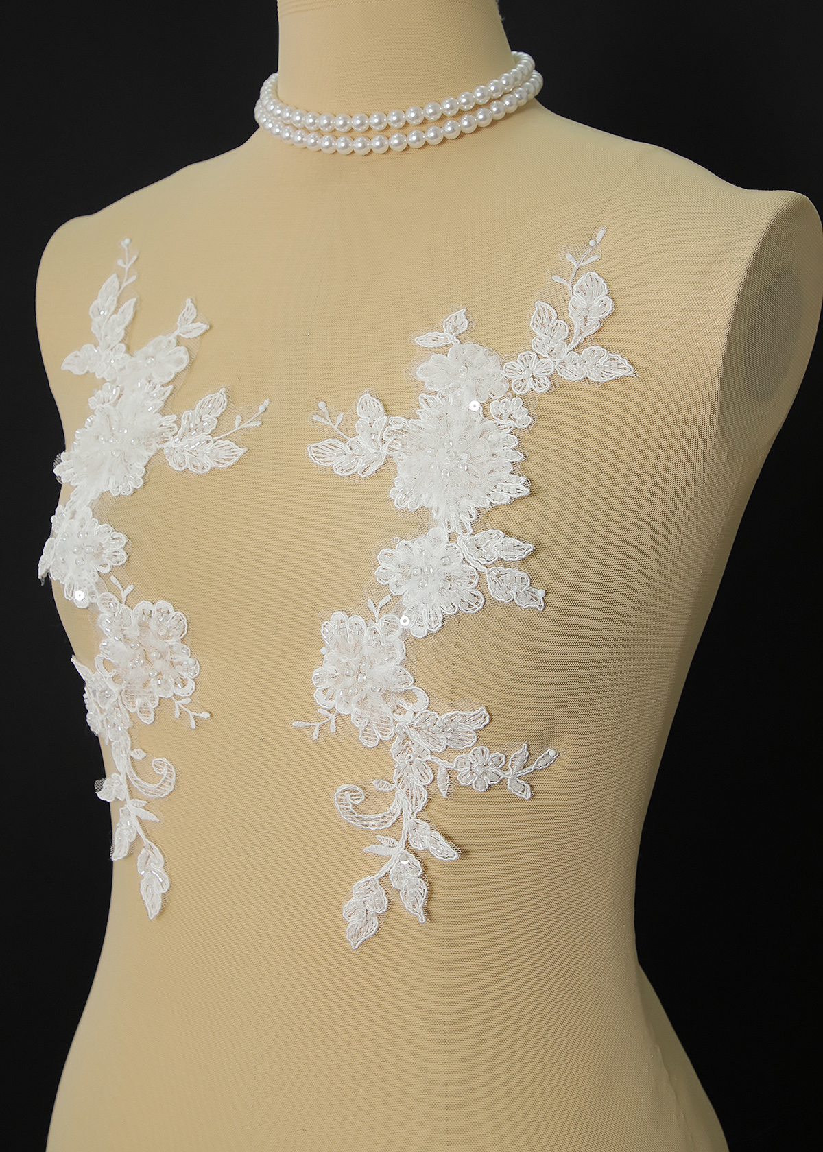 Yanzi beaded sequin embroidery applique floral (YZOH235)