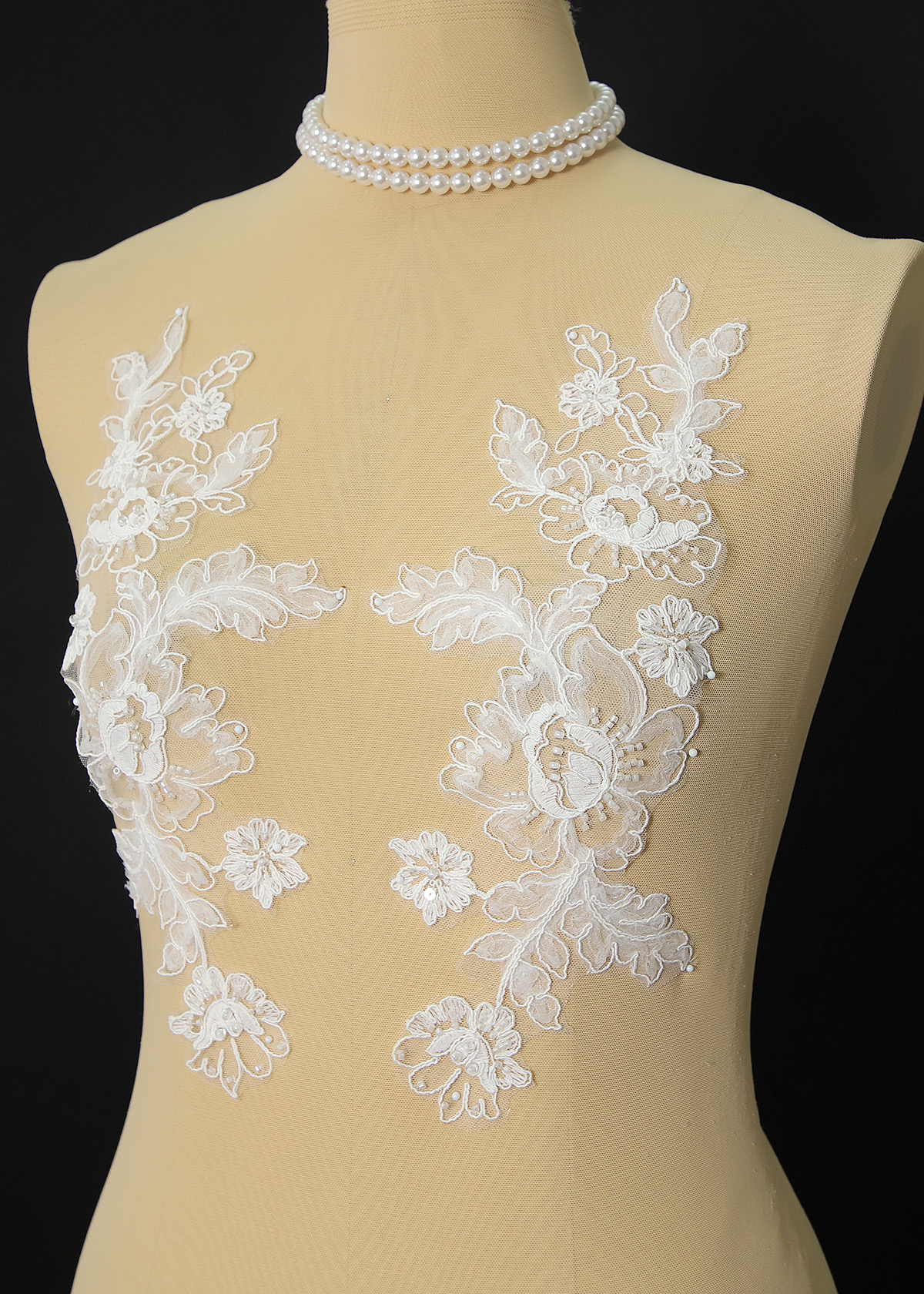 Yanzi beaded sequin embroidery applique floral (YZOH213-2)