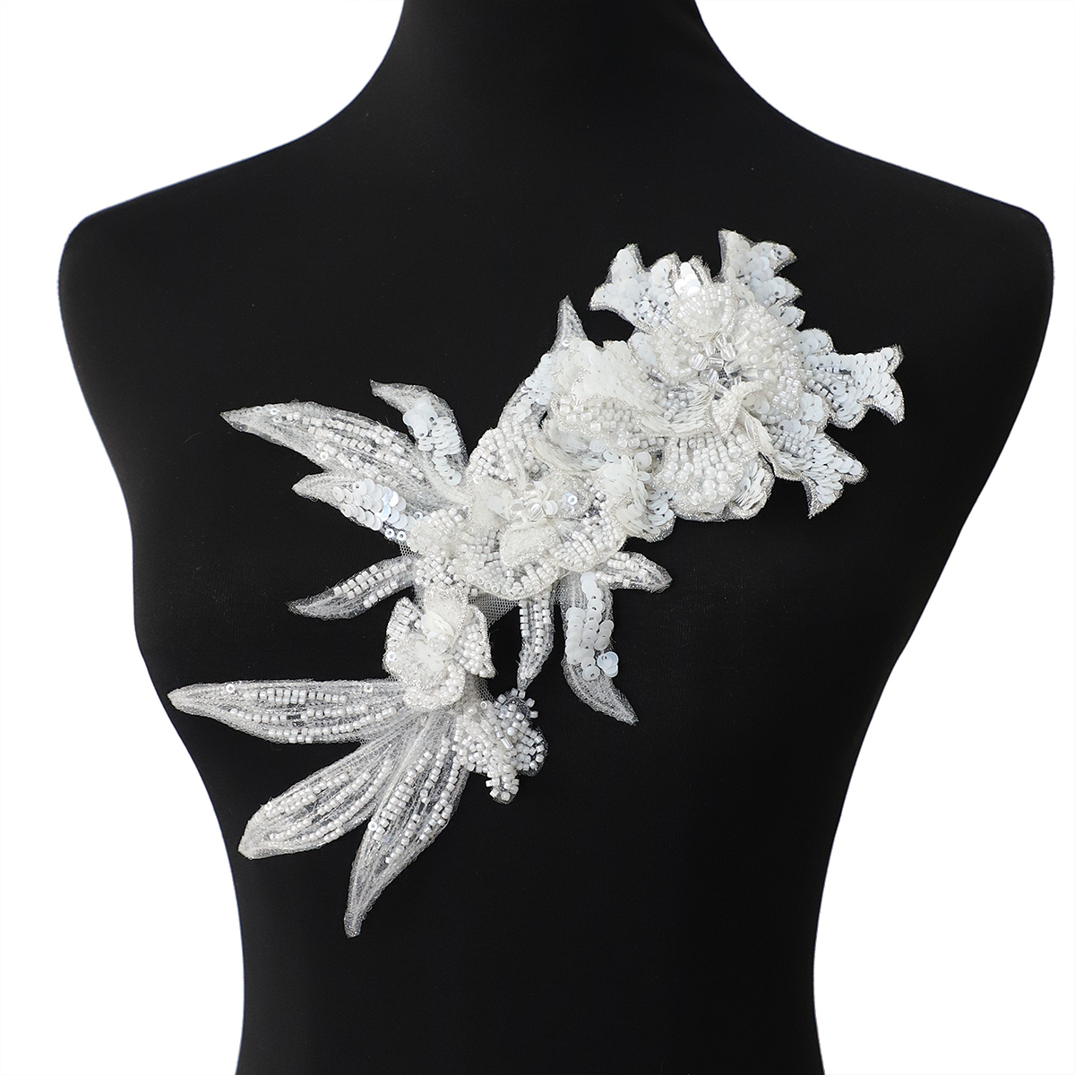 Yanzi Handmade 3d Flower Sequin Beads Applique for Dress Clothing Accessories (YZLQ016）