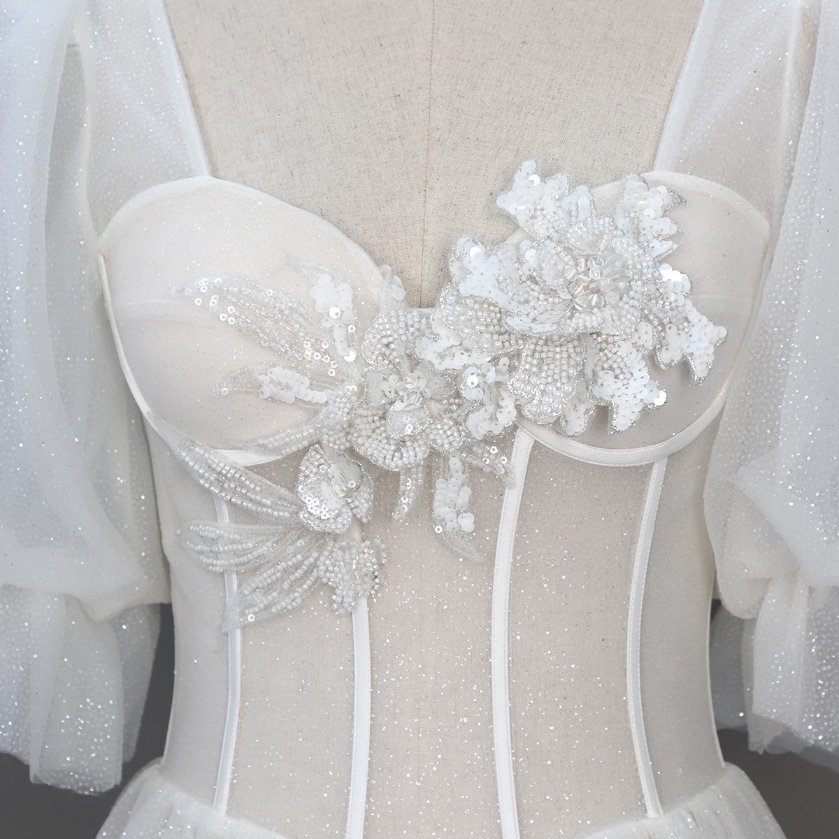 Yanzi Handmade 3d Flower Sequin Beads Applique for Dress Clothing Accessories (YZLQ016）