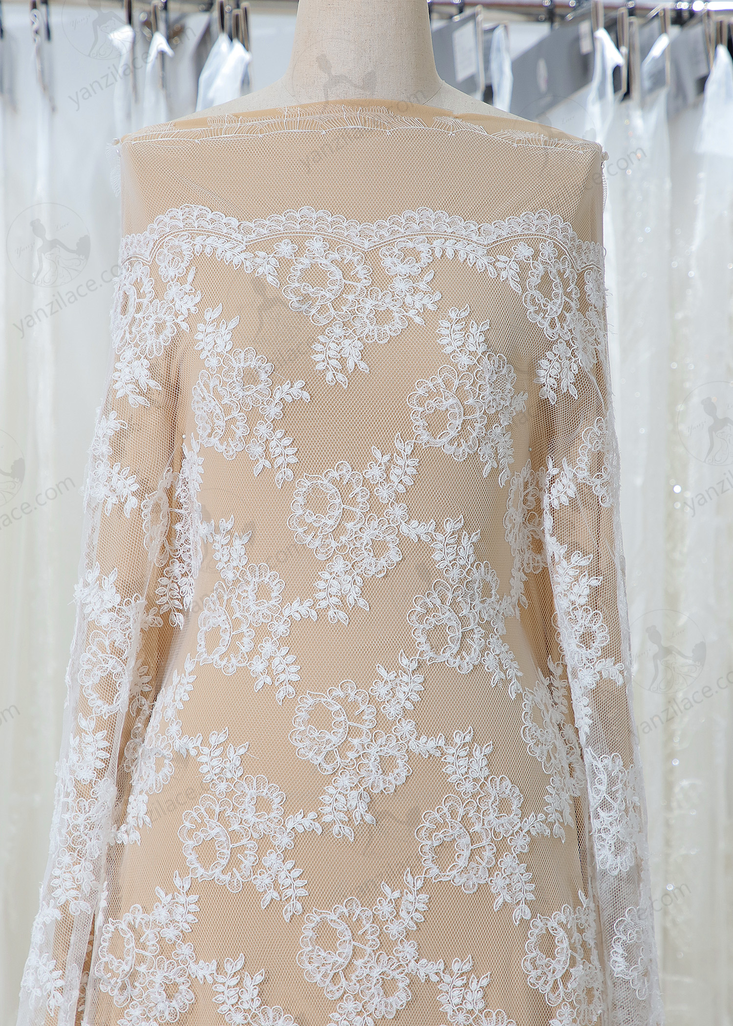 Yanzi corded bead embroidered lace with sequin  (YZC010)