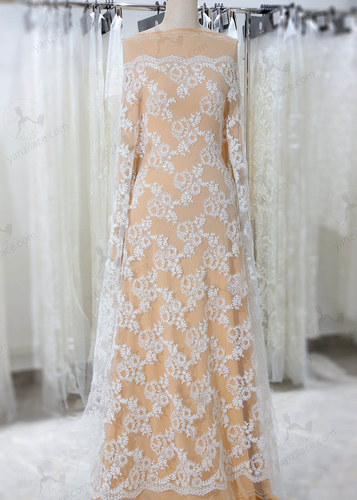 Yanzi corded bead embroidered lace with sequin  (YZC010)