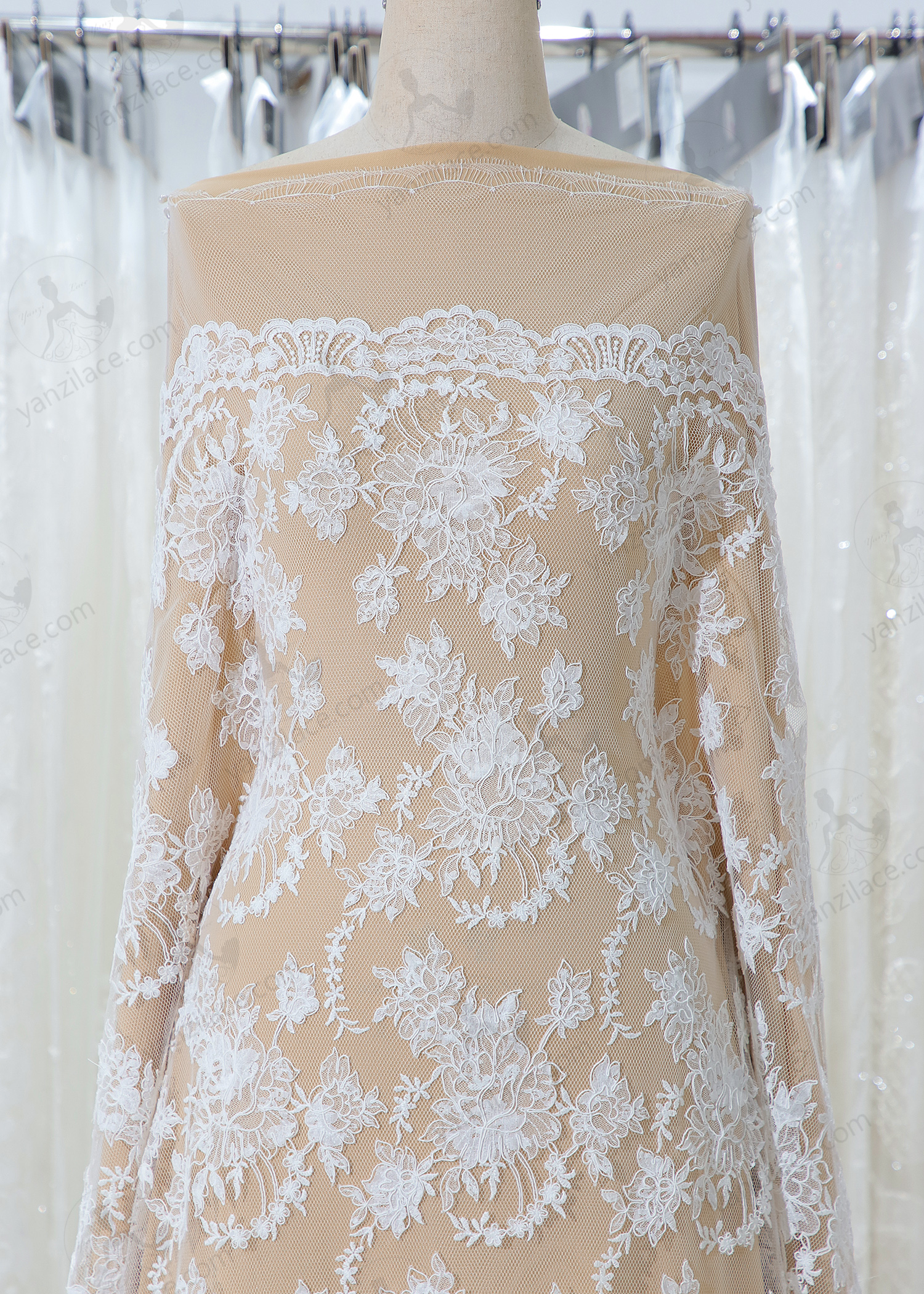 Yanzi corded bead embroidered lace with sequin  (YZC011)