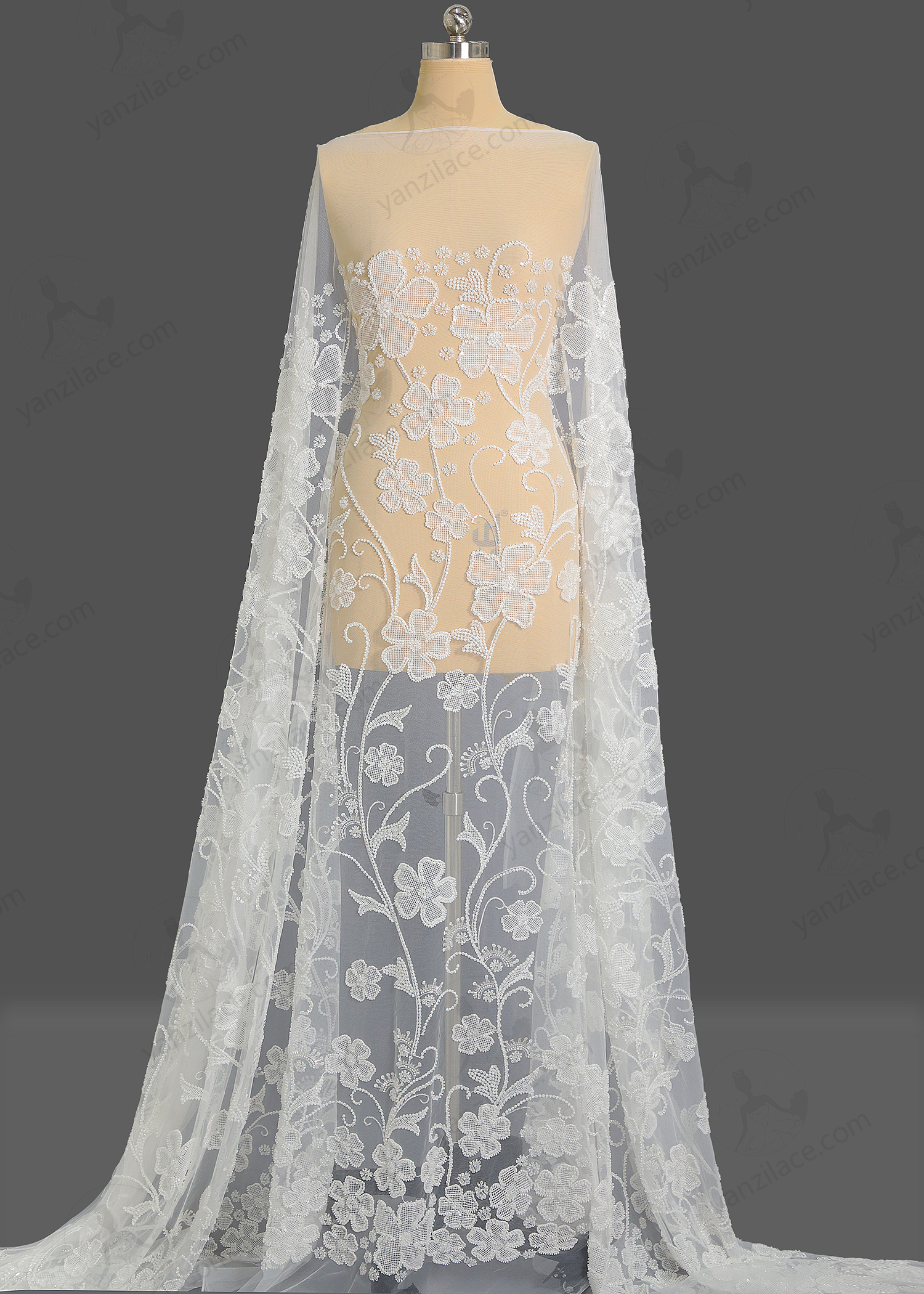Yanzi floral beaded sequin embroidered lace (YZZX689)