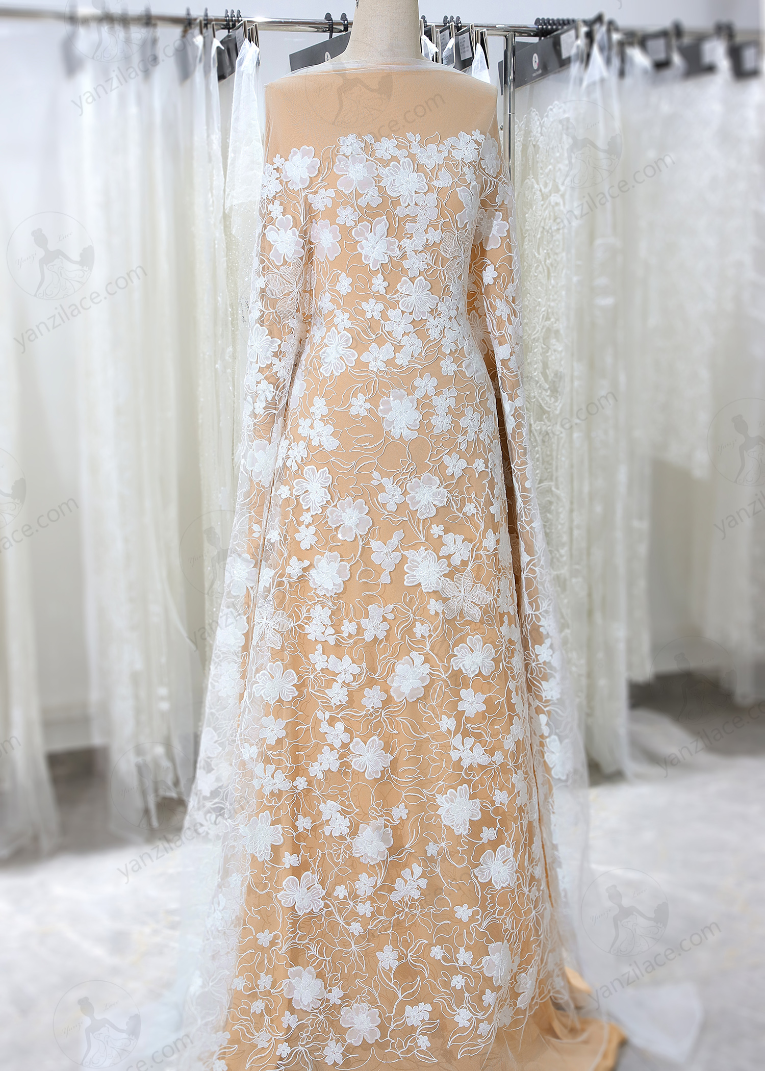 Yanzi corded bead embroidered lace with sequin  (YZC013)