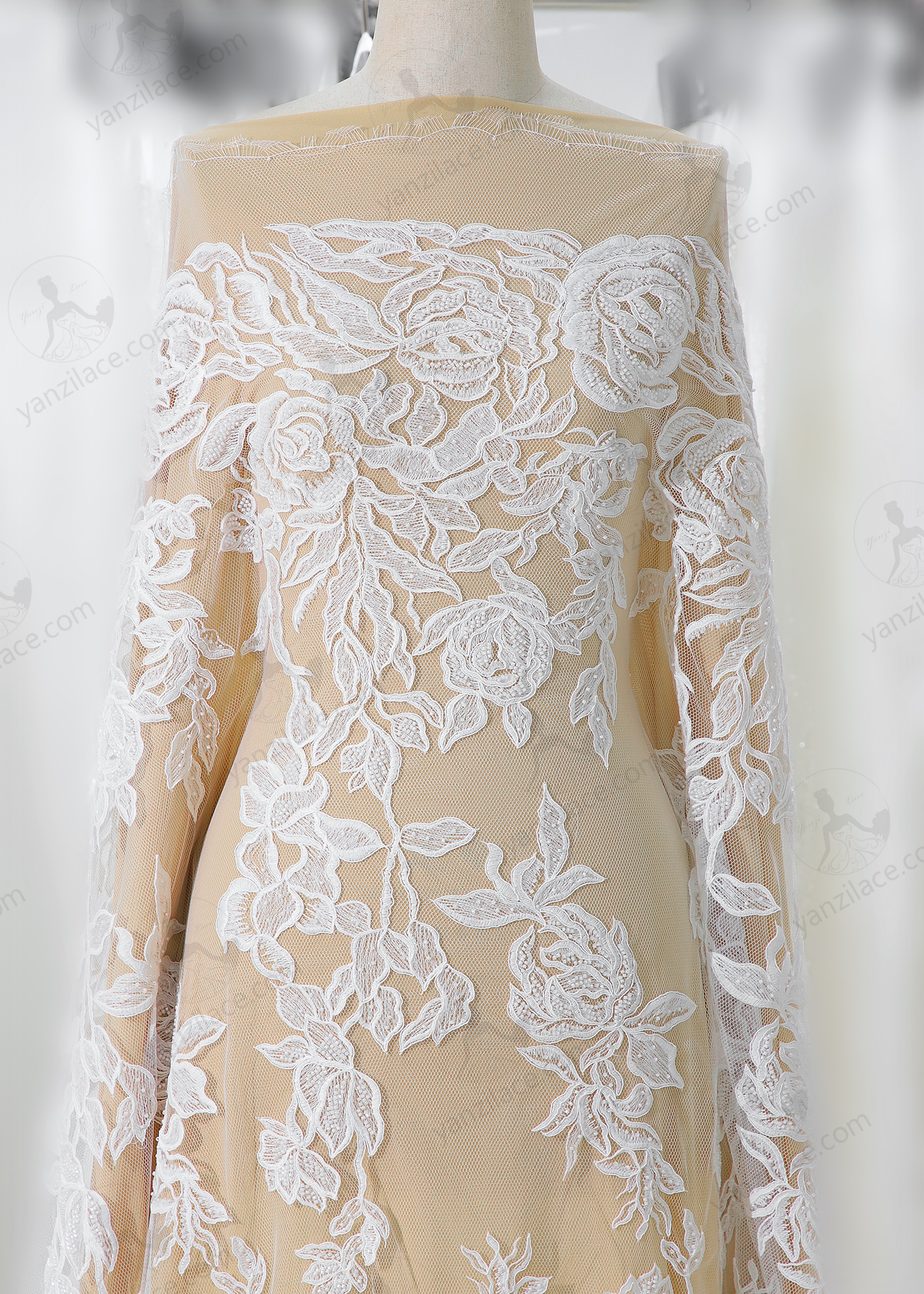 Yanzi corded bead embroidered lace with sequin  (YZC008)