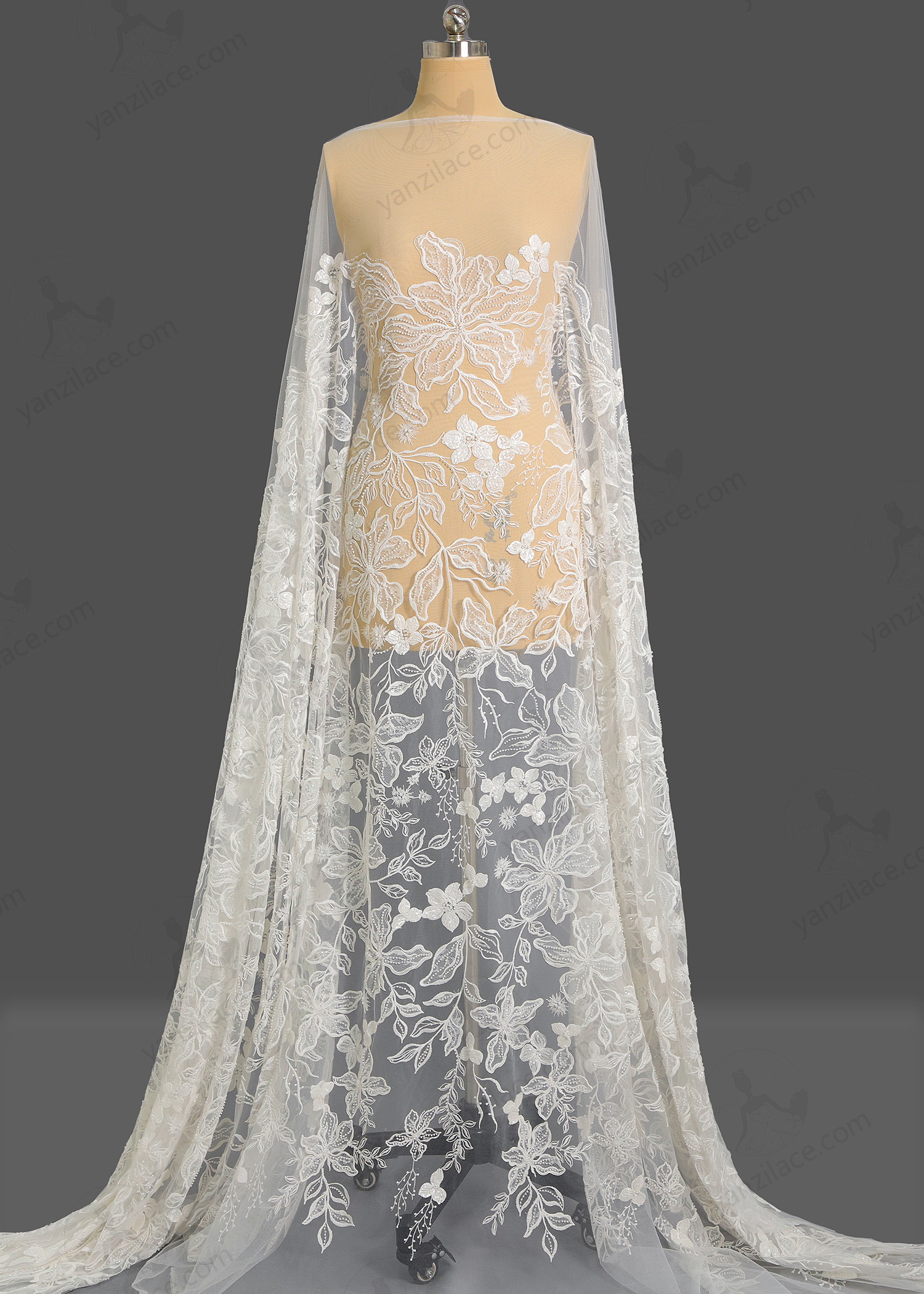 Yanzi corded bead embroidered lace with sequin  (YZC019)