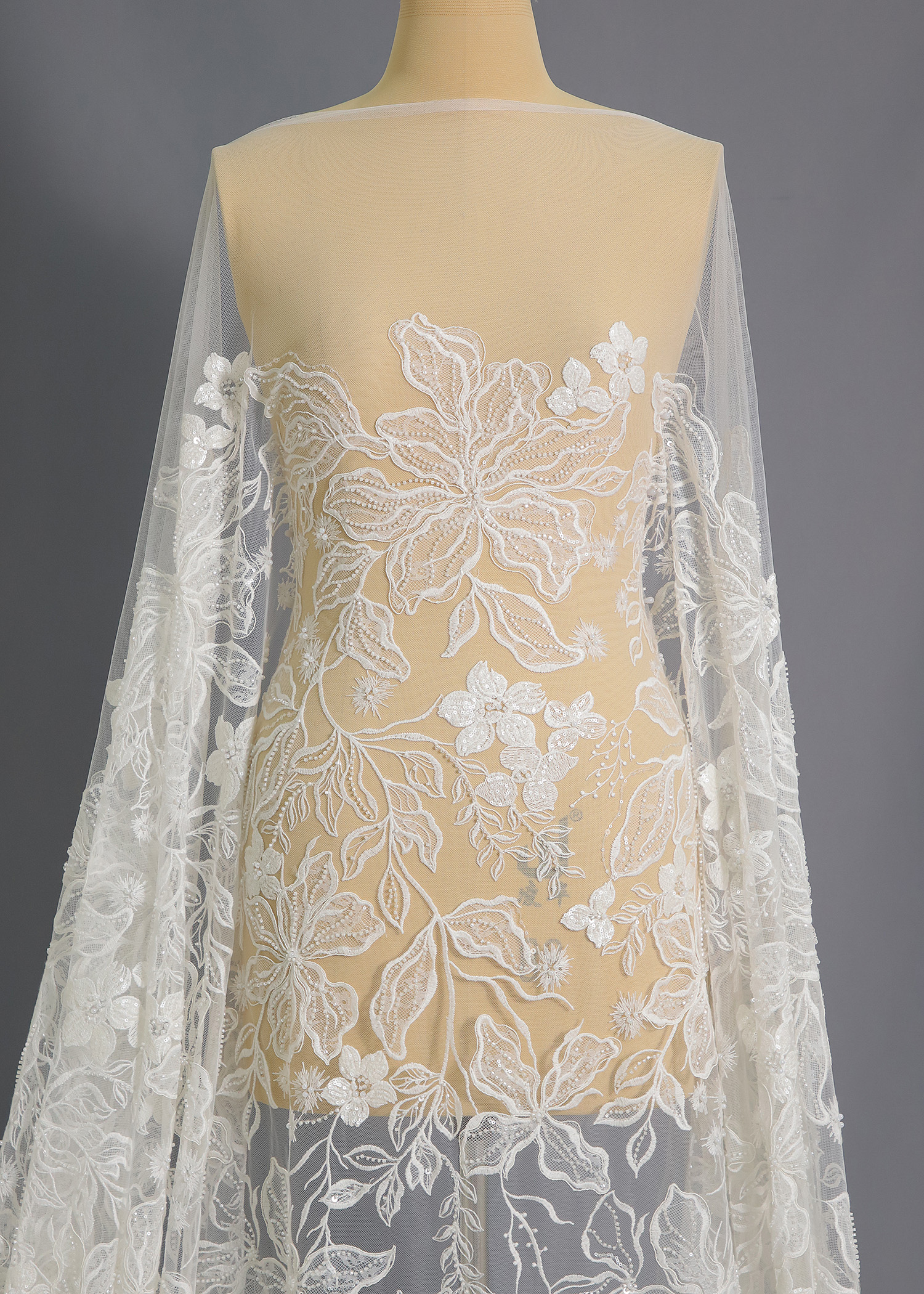 Yanzi corded bead embroidered lace with sequin  (YZC019)