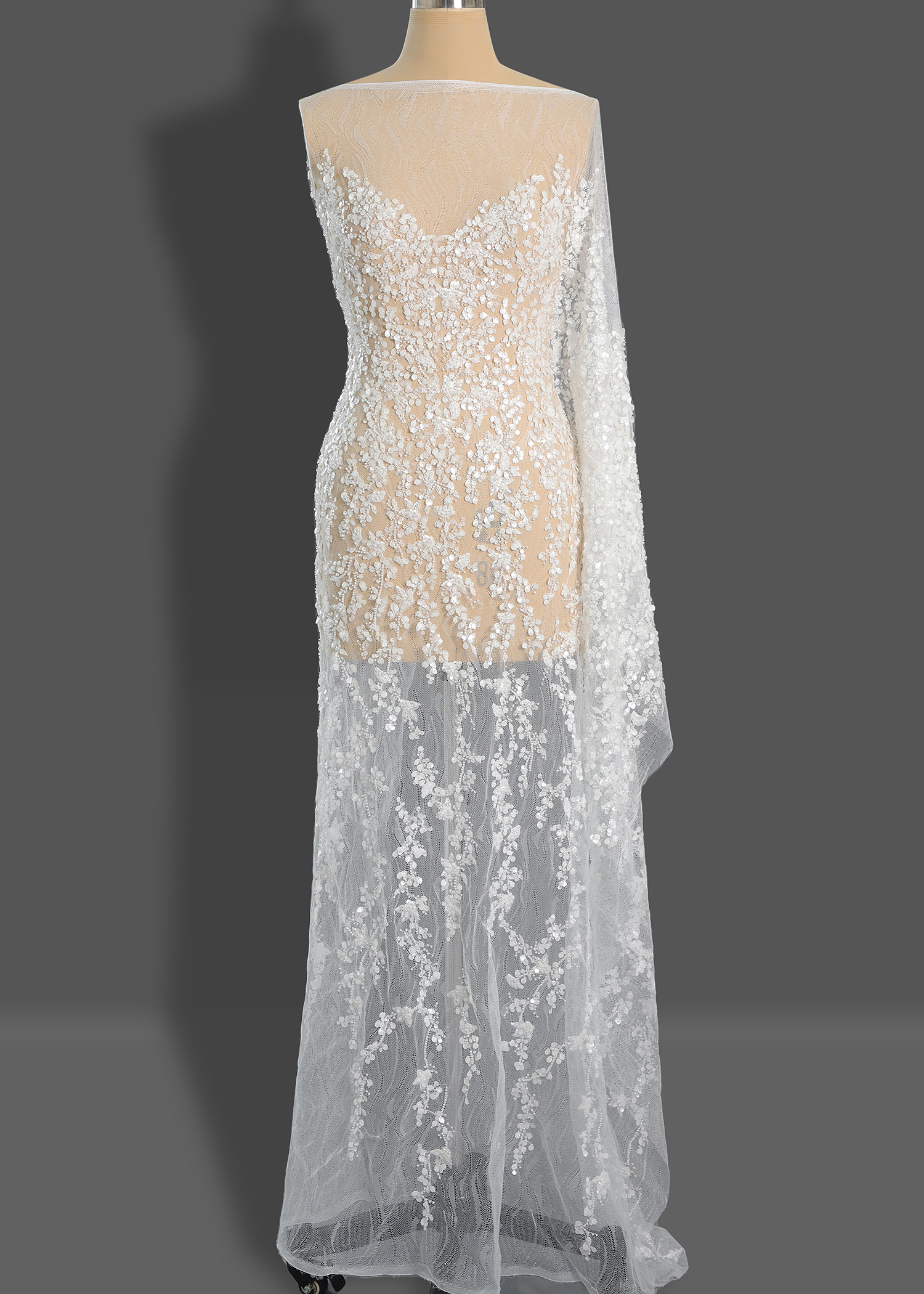 Yanzi bridal fabric luxury embroidery beads sequins lace (YZZX1015-1)