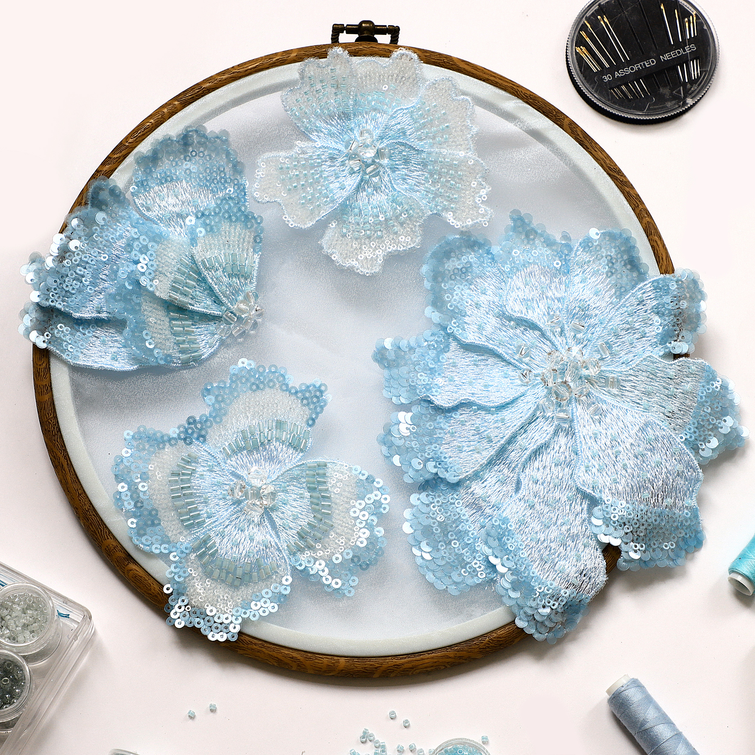 Yanzi Handmade 3d Flower Sequin Beads Applique(YZDH055)
