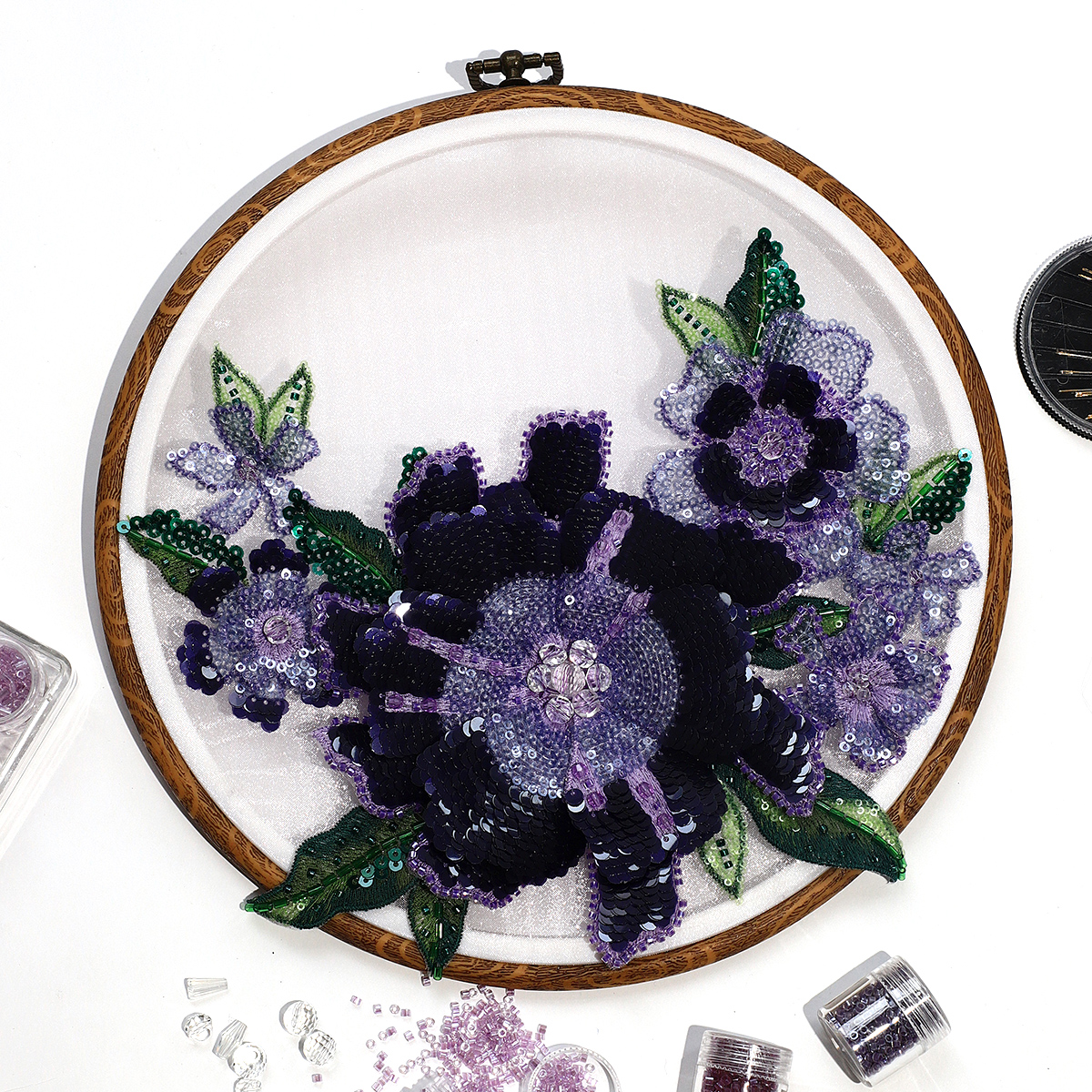 Yanzi Handmade 3d Flower Sequin Beads Applique(YZDH056)