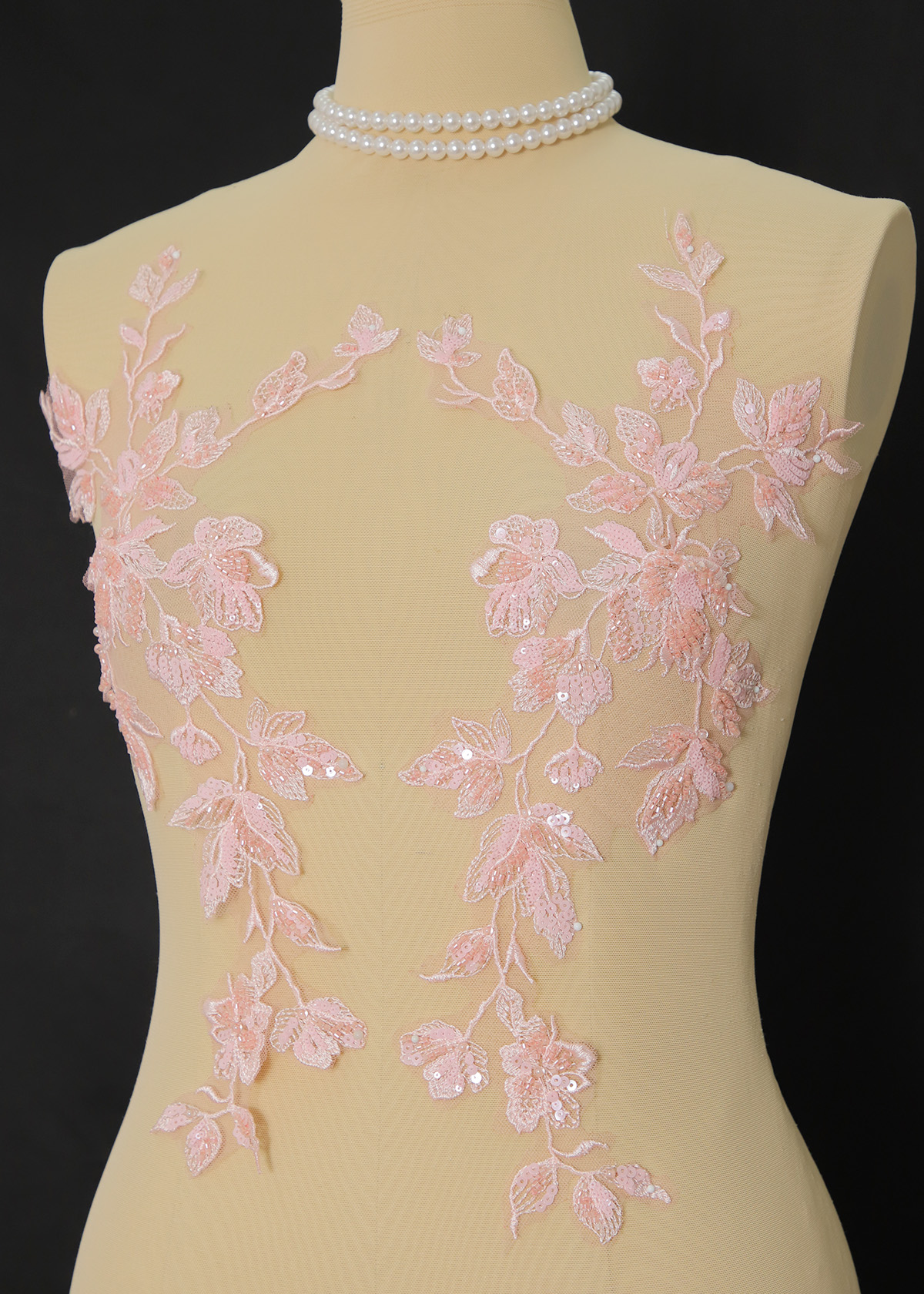 Yanzi beaded sequin embroidery applique floral (YZOH203)