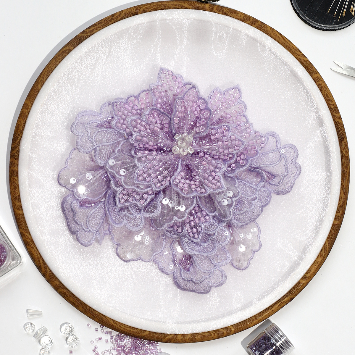Yanzi Handmade 3d Flower Sequin Beads Applique(YZLQ021)
