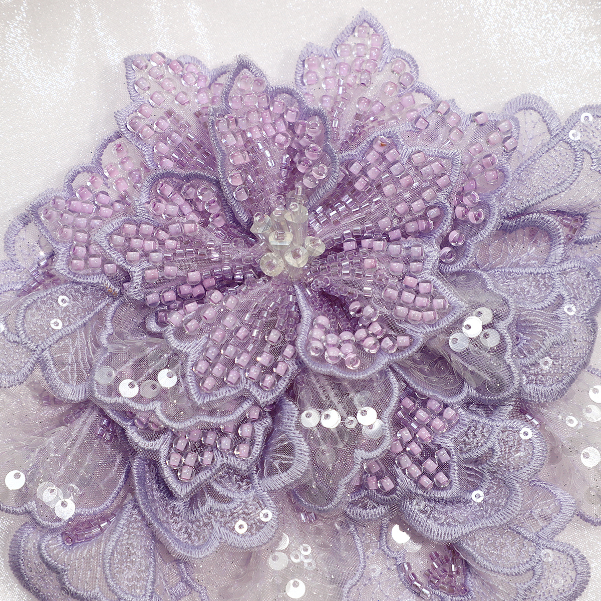 Yanzi Handmade 3d Flower Sequin Beads Applique(YZLQ021)