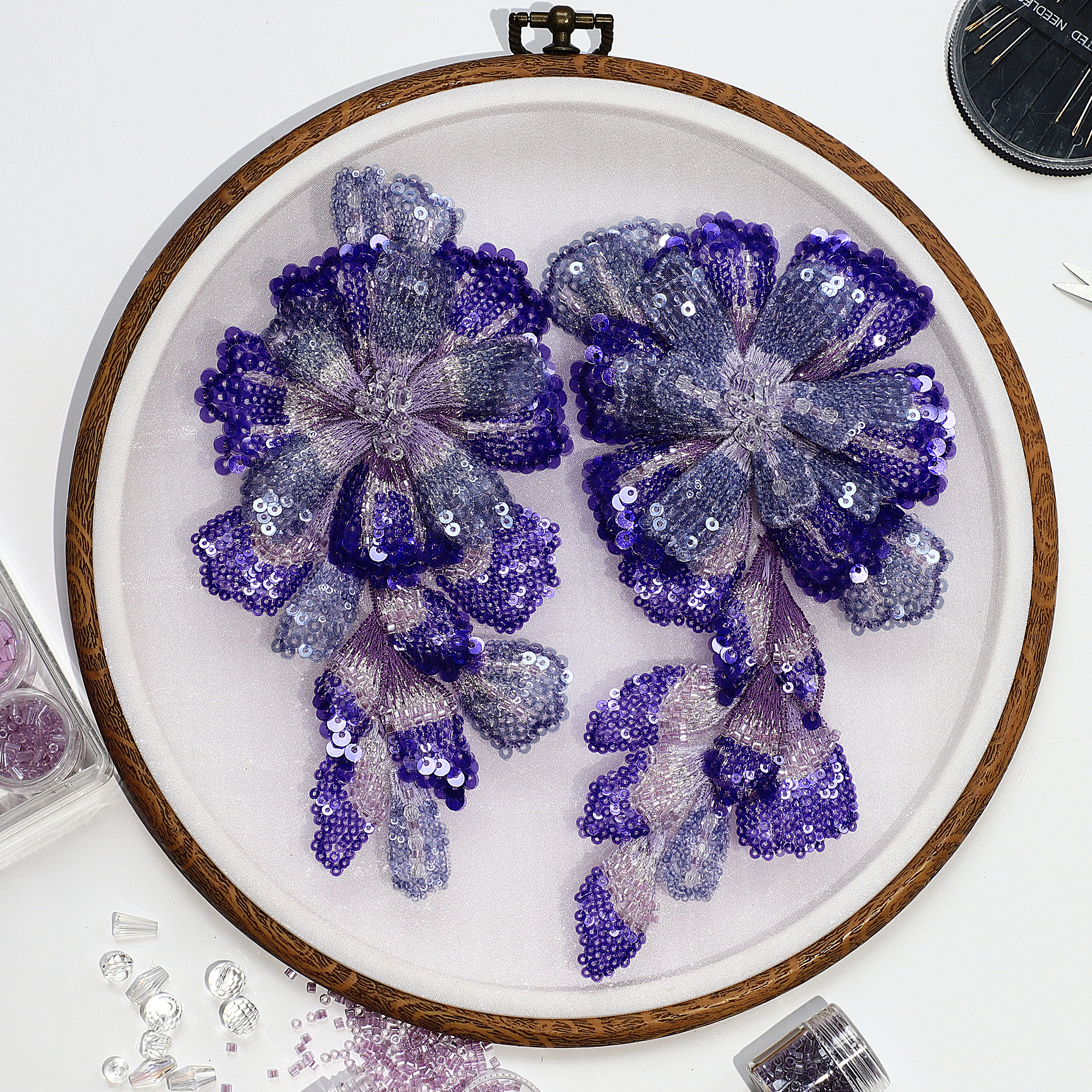 Yanzi Handmade 3d Flower Sequin Beads Applique(YZDH044)