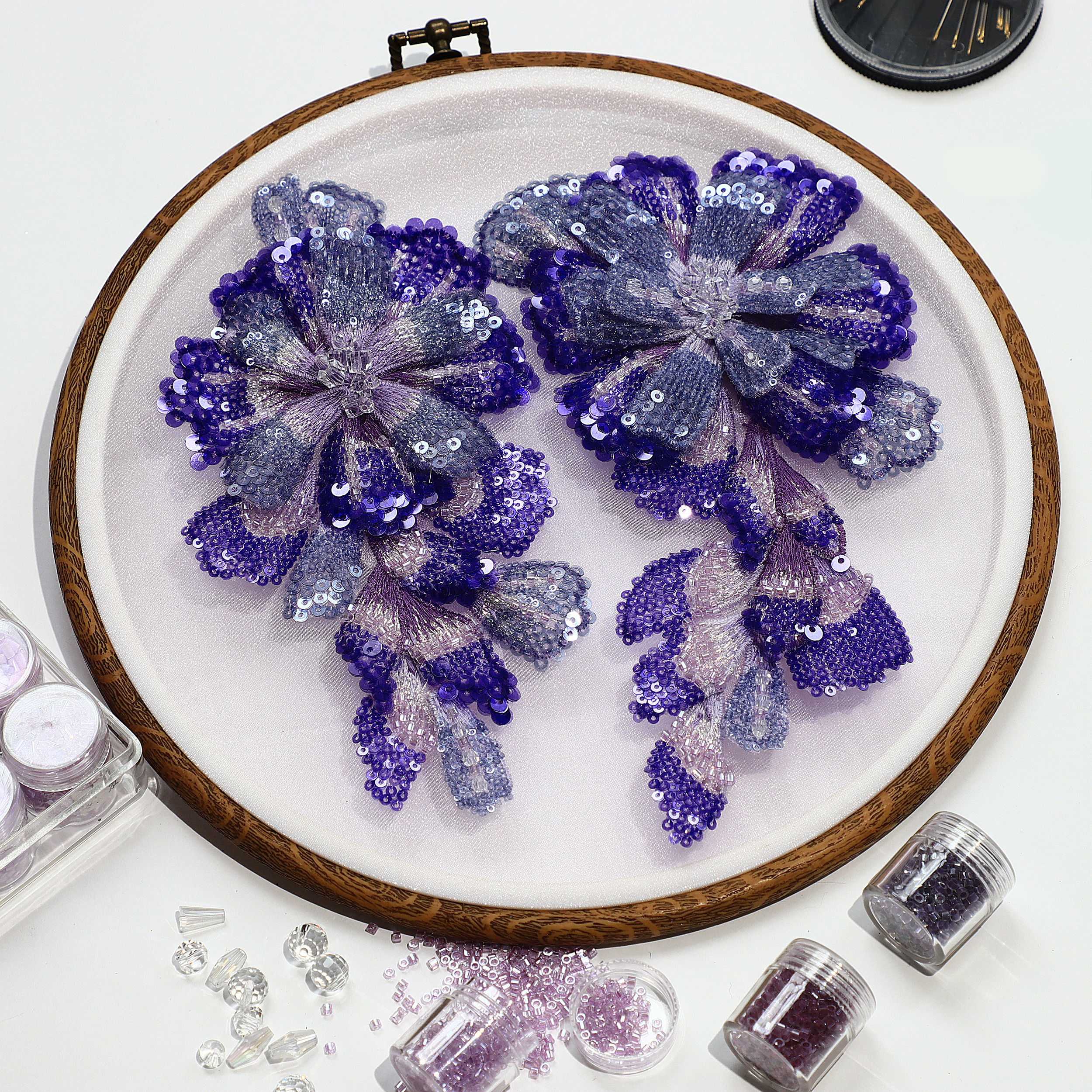 Yanzi Handmade 3d Flower Sequin Beads Applique(YZDH044)