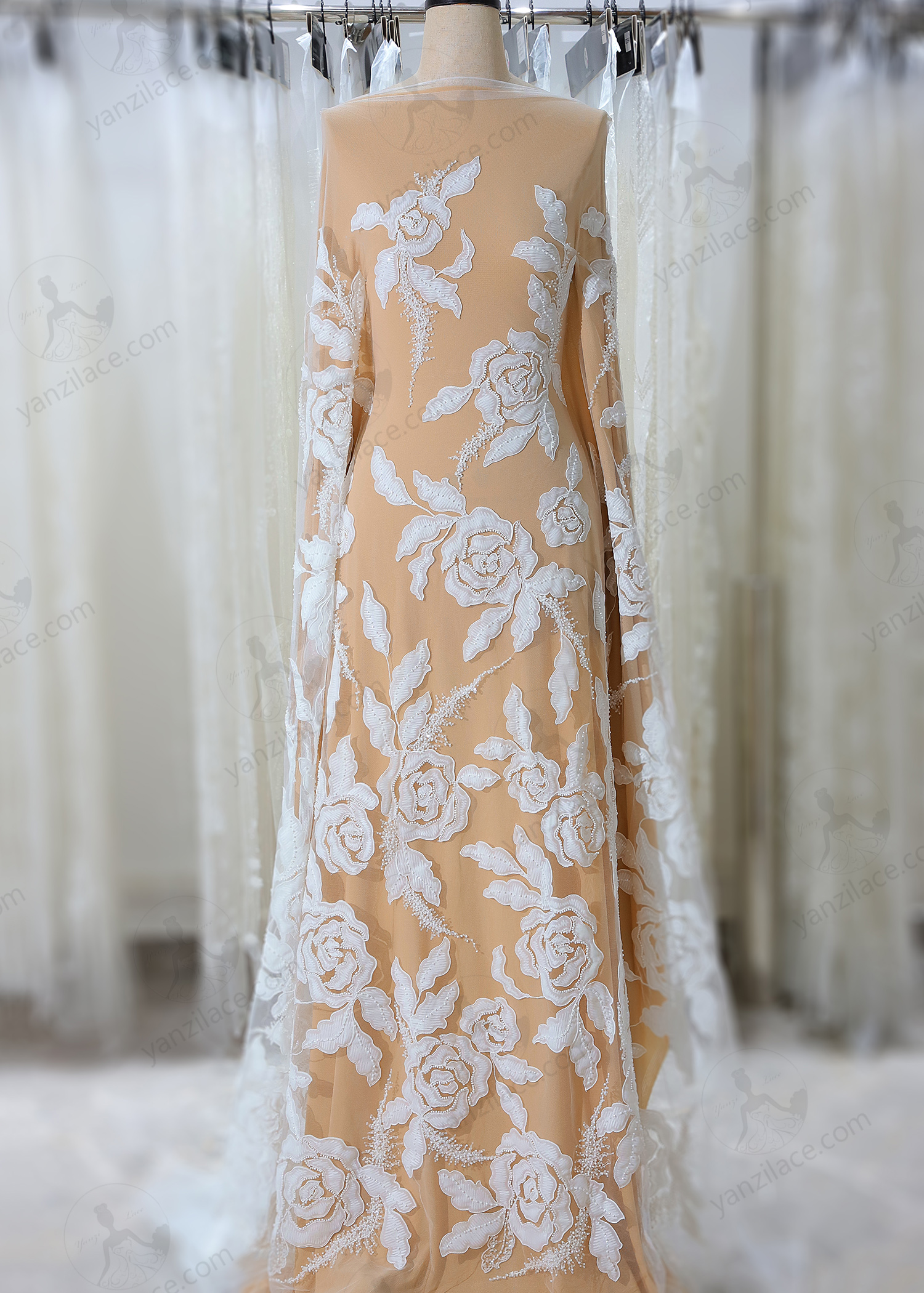 Yanzi corded bead embroidered lace with sequin  (YZC015)