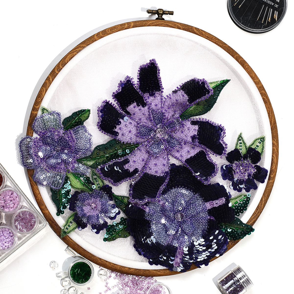 Yanzi Handmade 3d Flower Sequin Beads Applique(YZDH057)