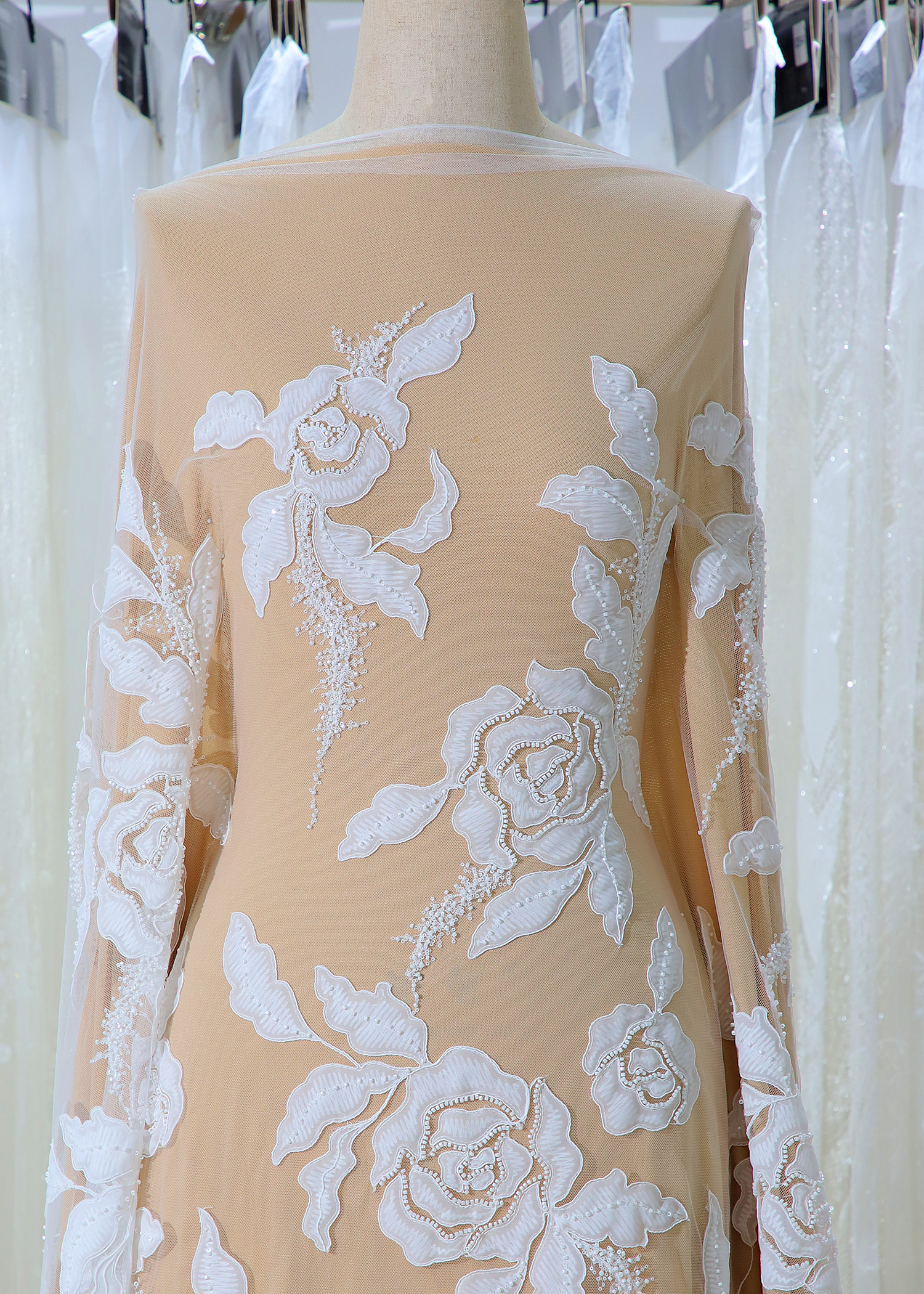 Yanzi corded bead embroidered lace with sequin  (YZC015)