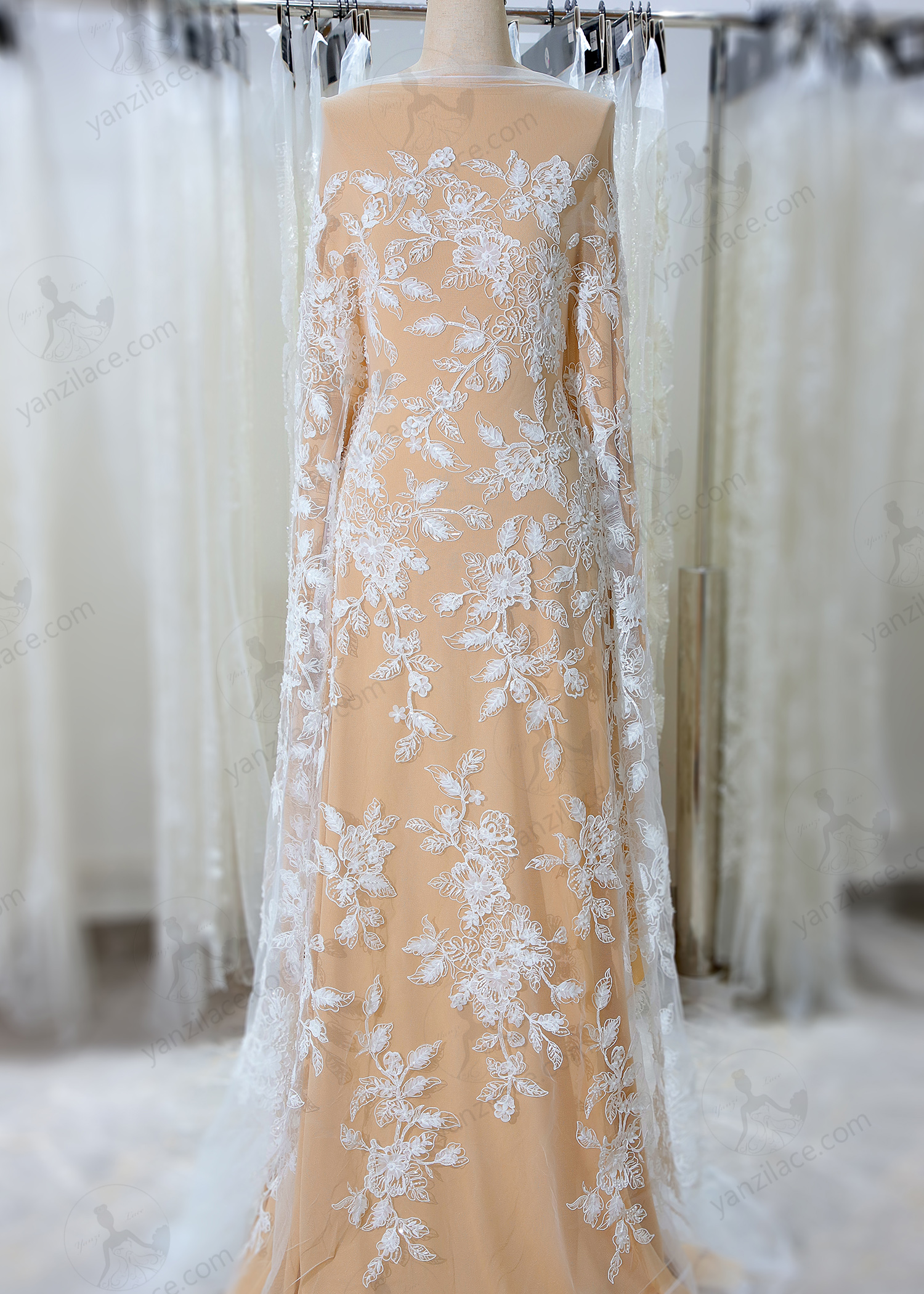 Yanzi corded bead embroidered lace with sequin  (YZC018)