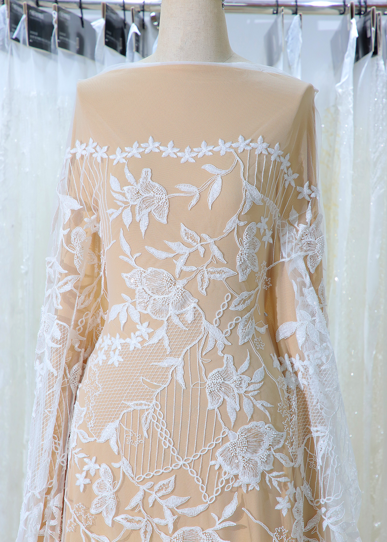 Yanzi corded bead embroidered lace with sequin  (YZC016)