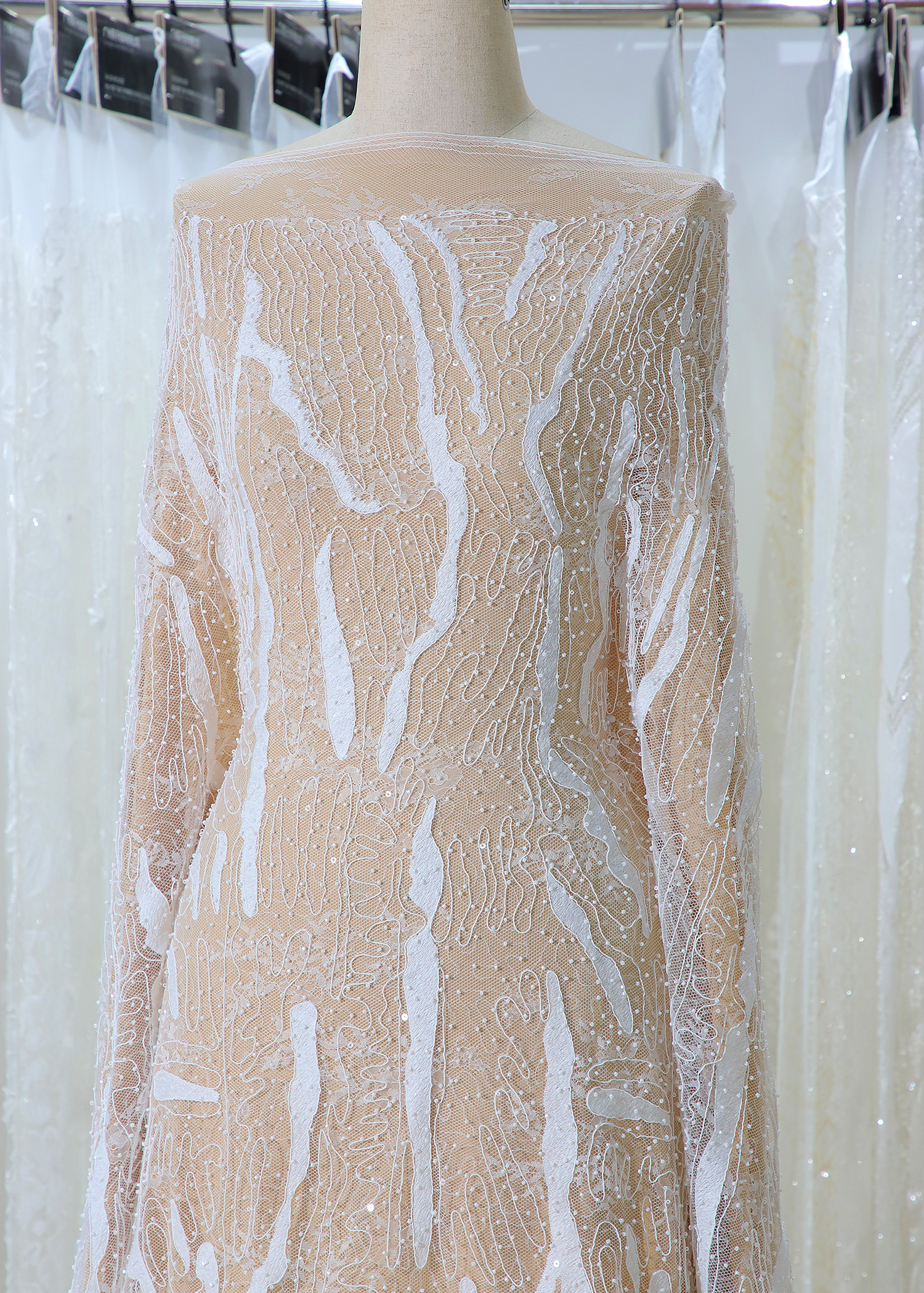 Yanzi corded bead embroidered lace with sequin  (YZC017)