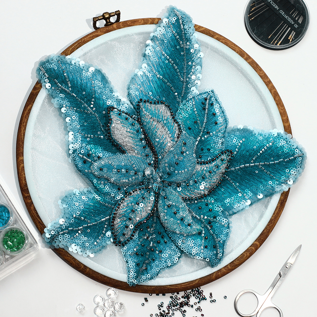 Yanzi Handmade 3d Flower Sequin Beads Applique(YZDH059)