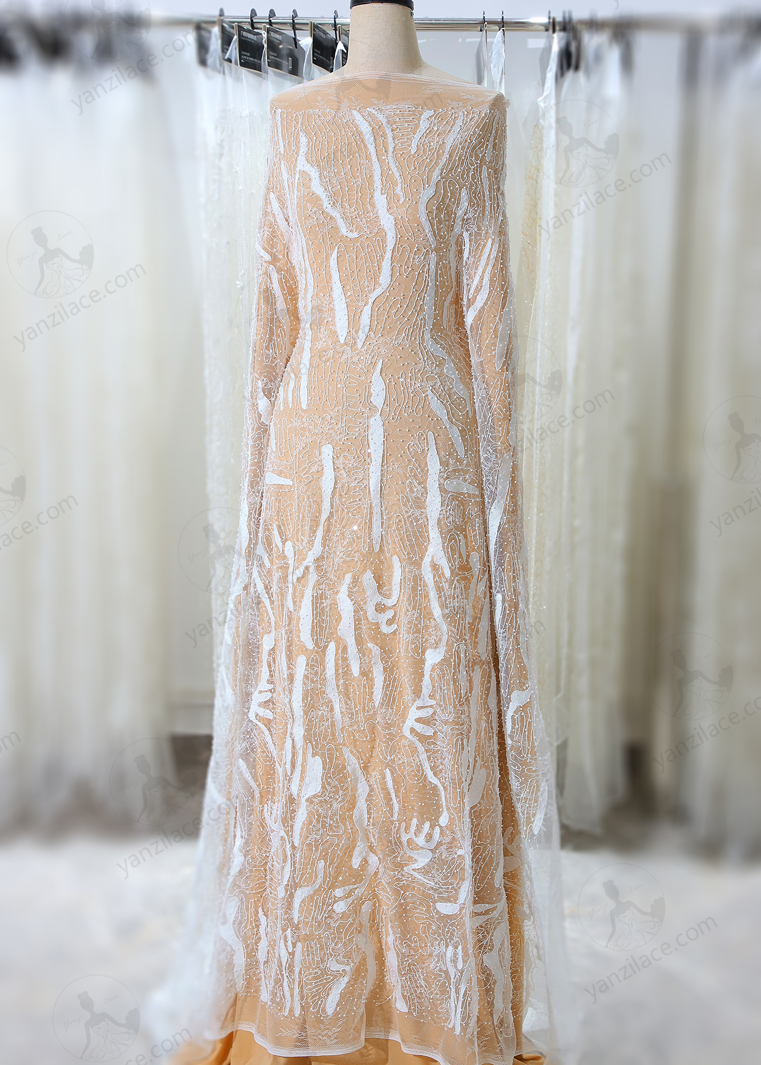 Yanzi corded bead embroidered lace with sequin  (YZC017)