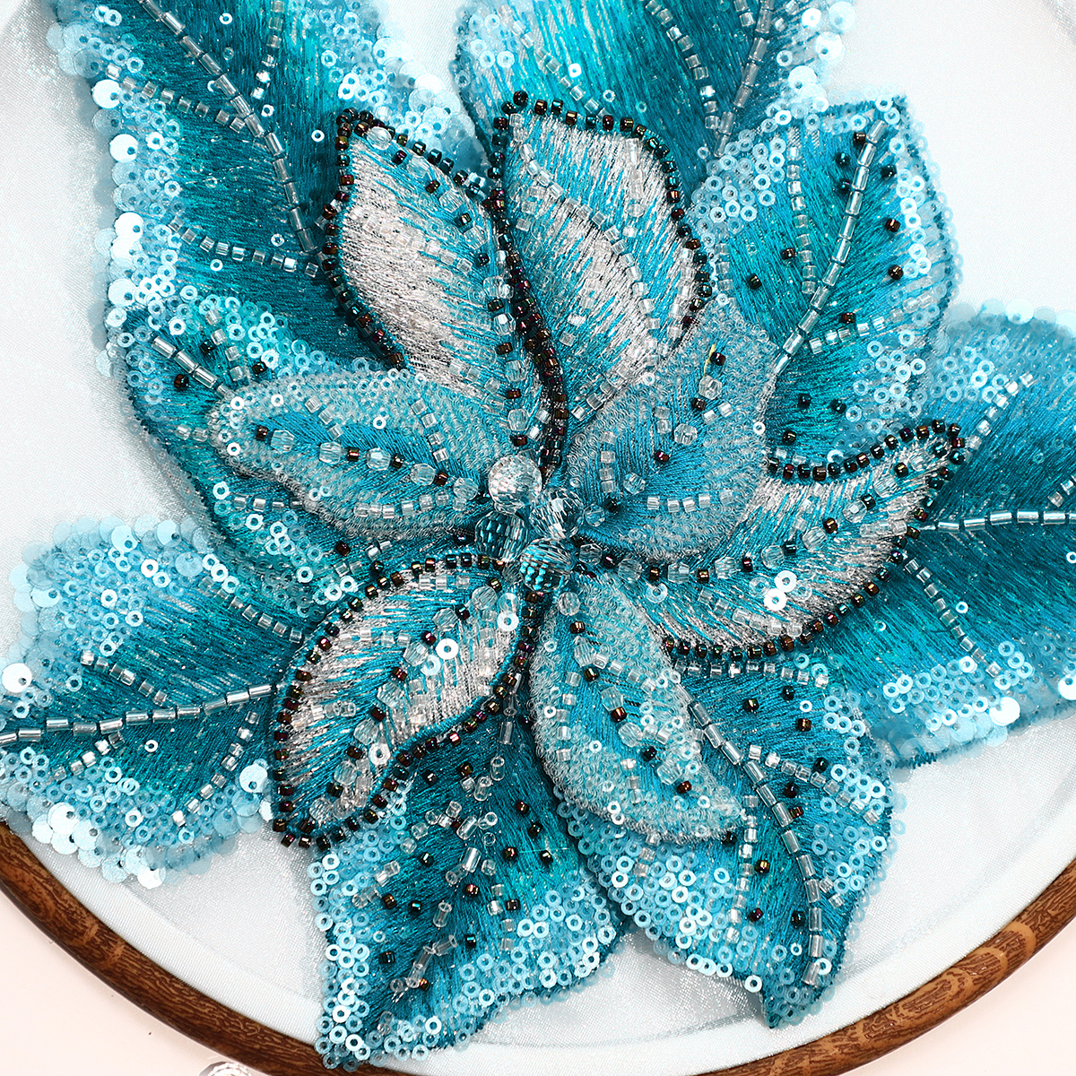 Yanzi Handmade 3d Flower Sequin Beads Applique(YZDH059)