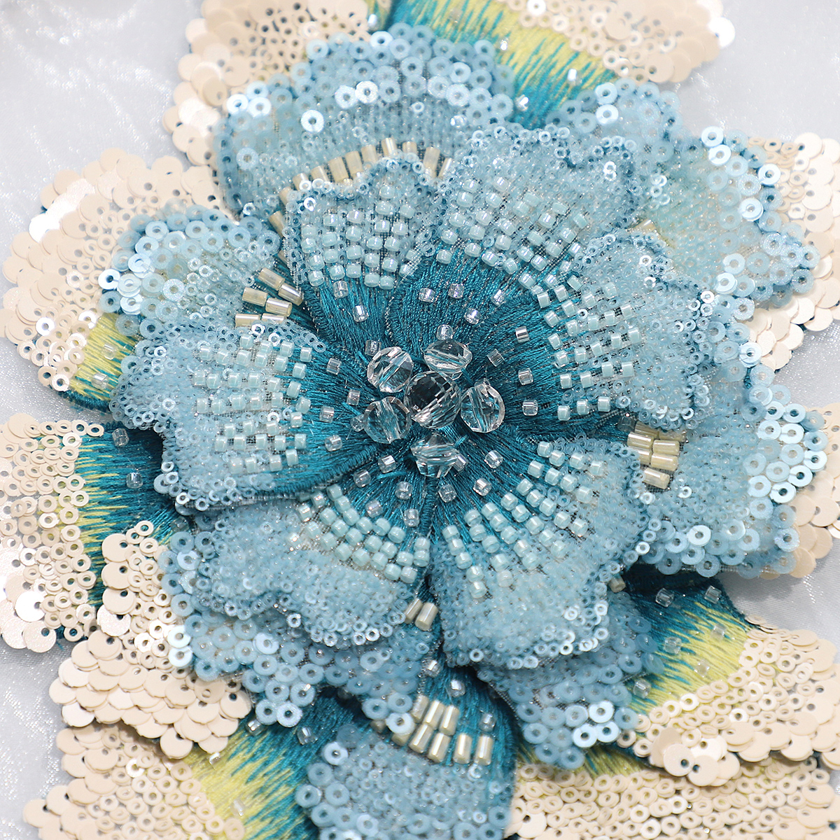 Yanzi Handmade 3d Flower Sequin Beads Applique(YZDH060)