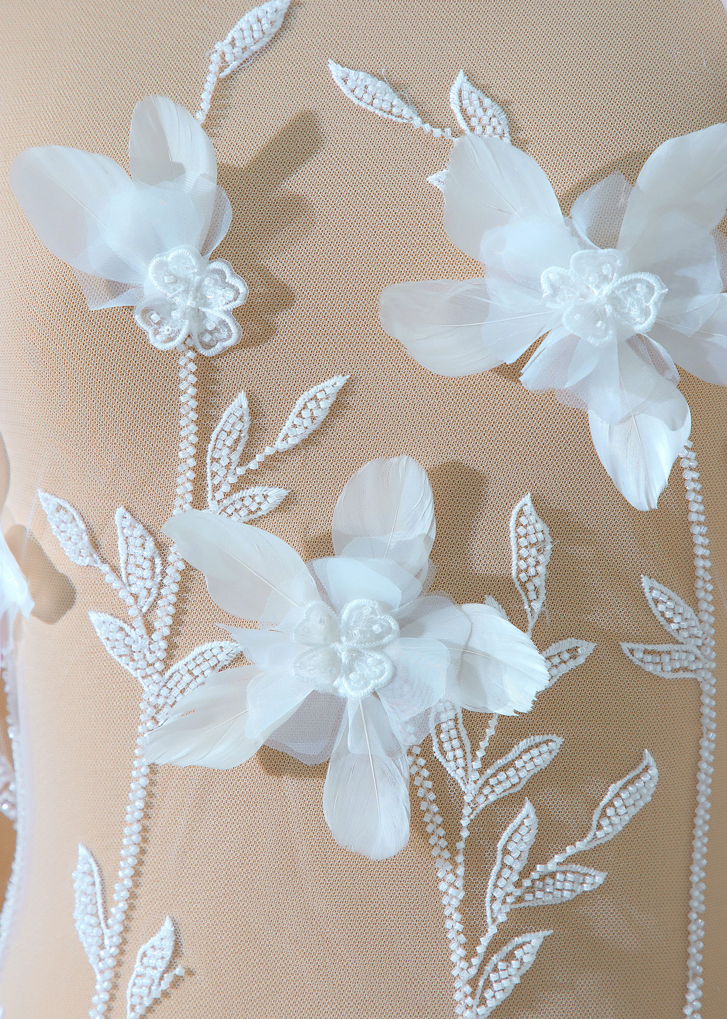 Yanzi 3D floral embroidered lace with beaded sequin  (YZ3D069)