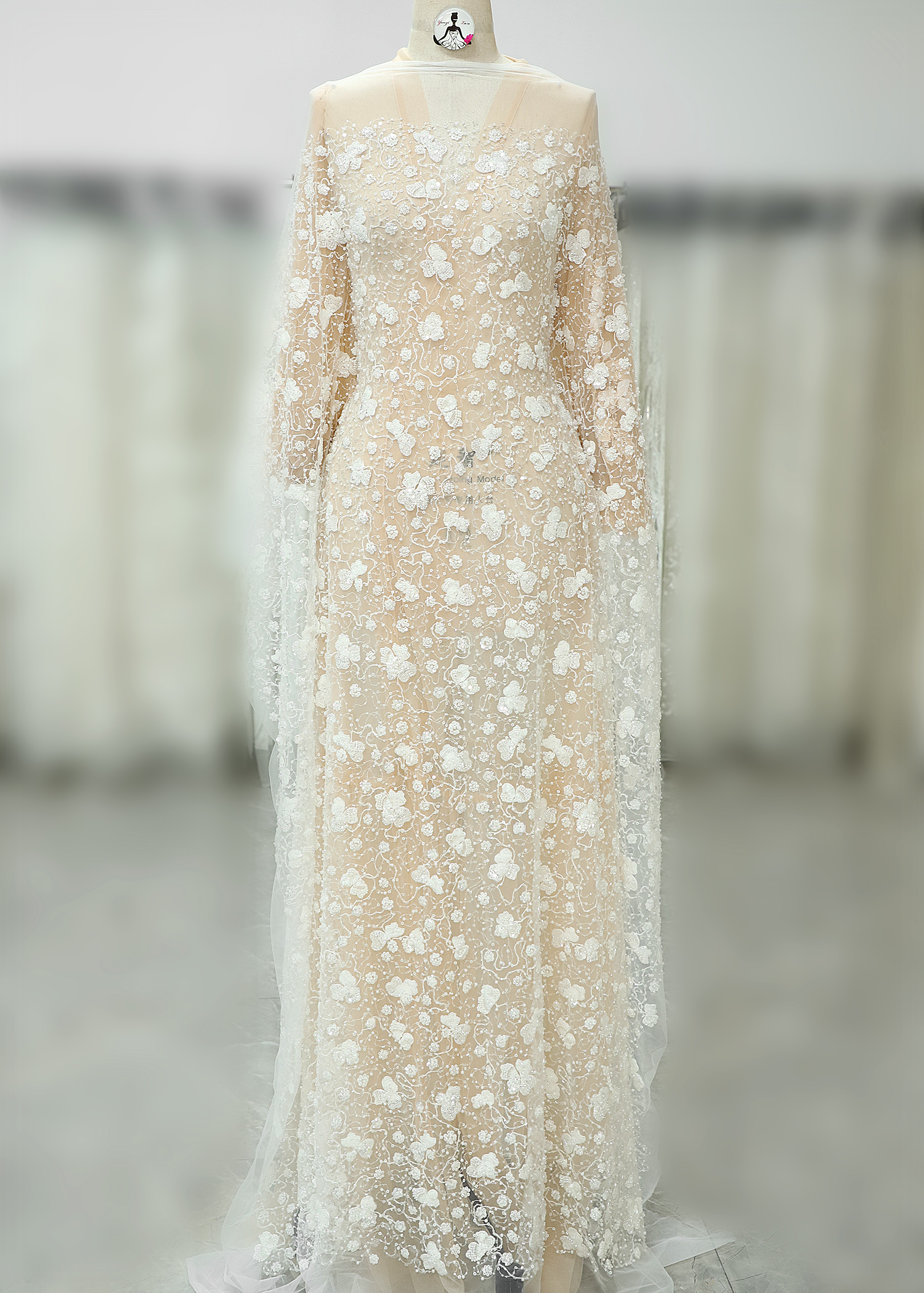 Yanzi  beaded sequin embroidered lace (YZZX777)