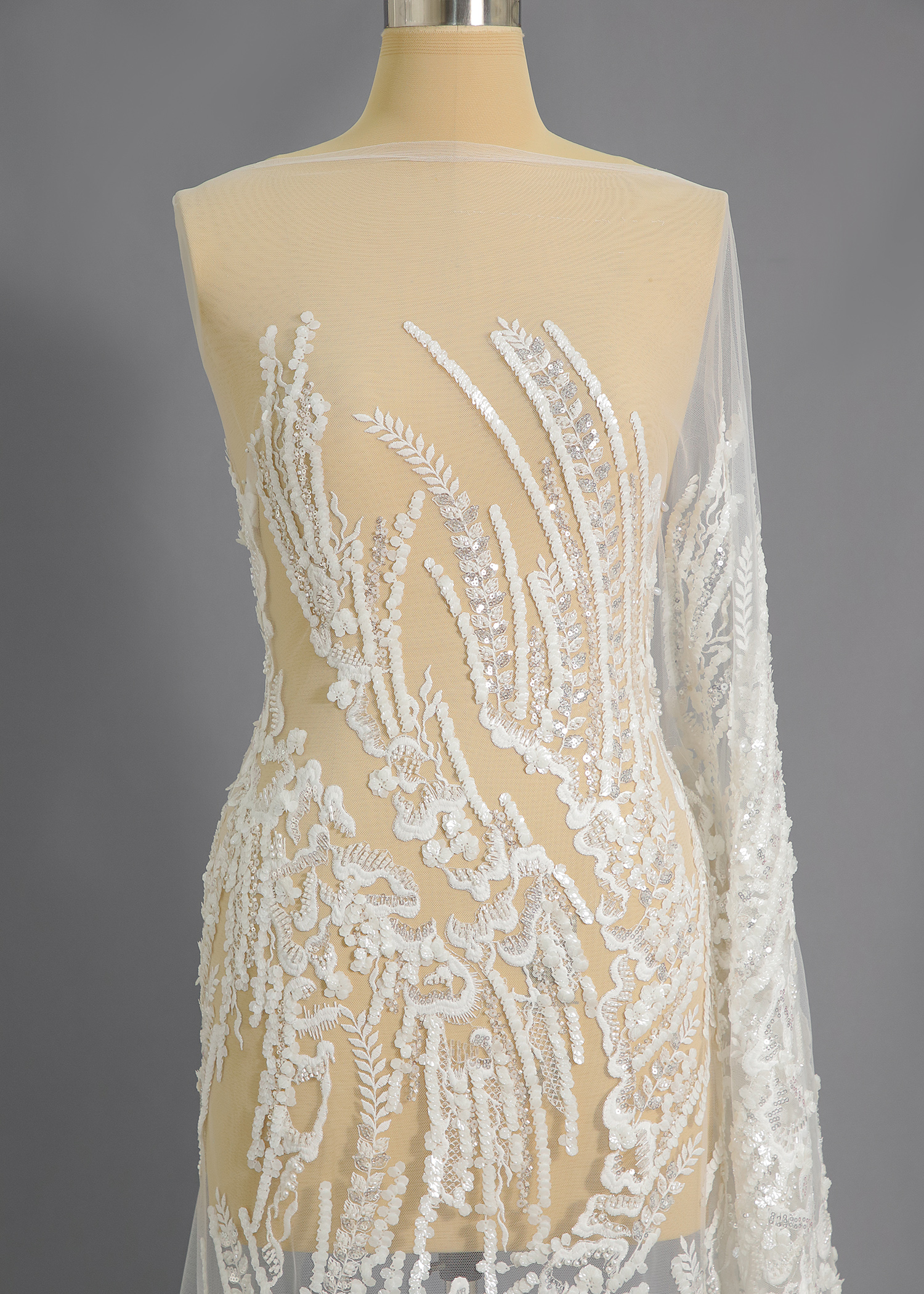 Yanzi bridal fabric luxury embroidery beads sequins lace (YZZX1060)