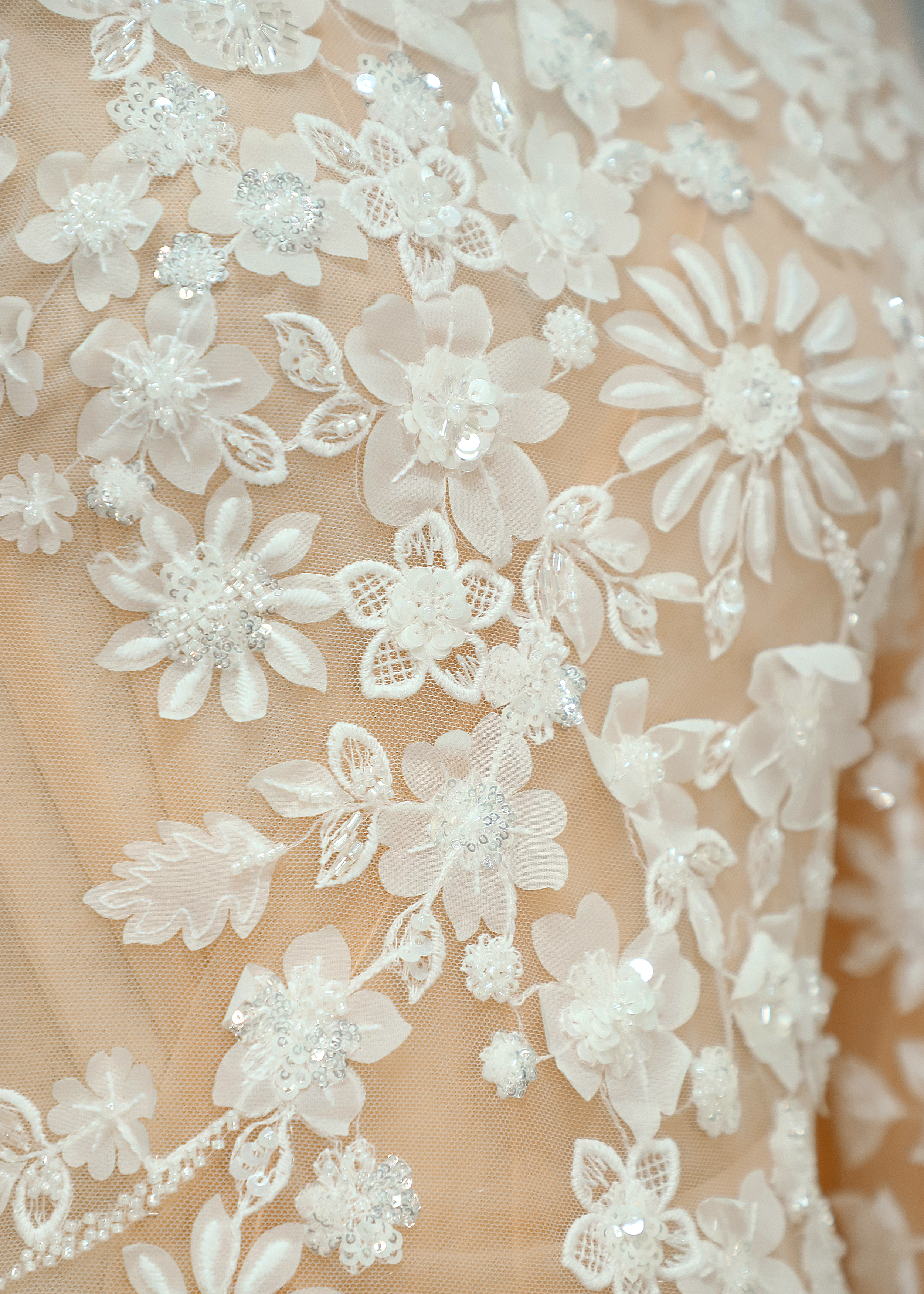 Yanzi 3d floral Laser beaded sequin embroidered lace (YZZX778)