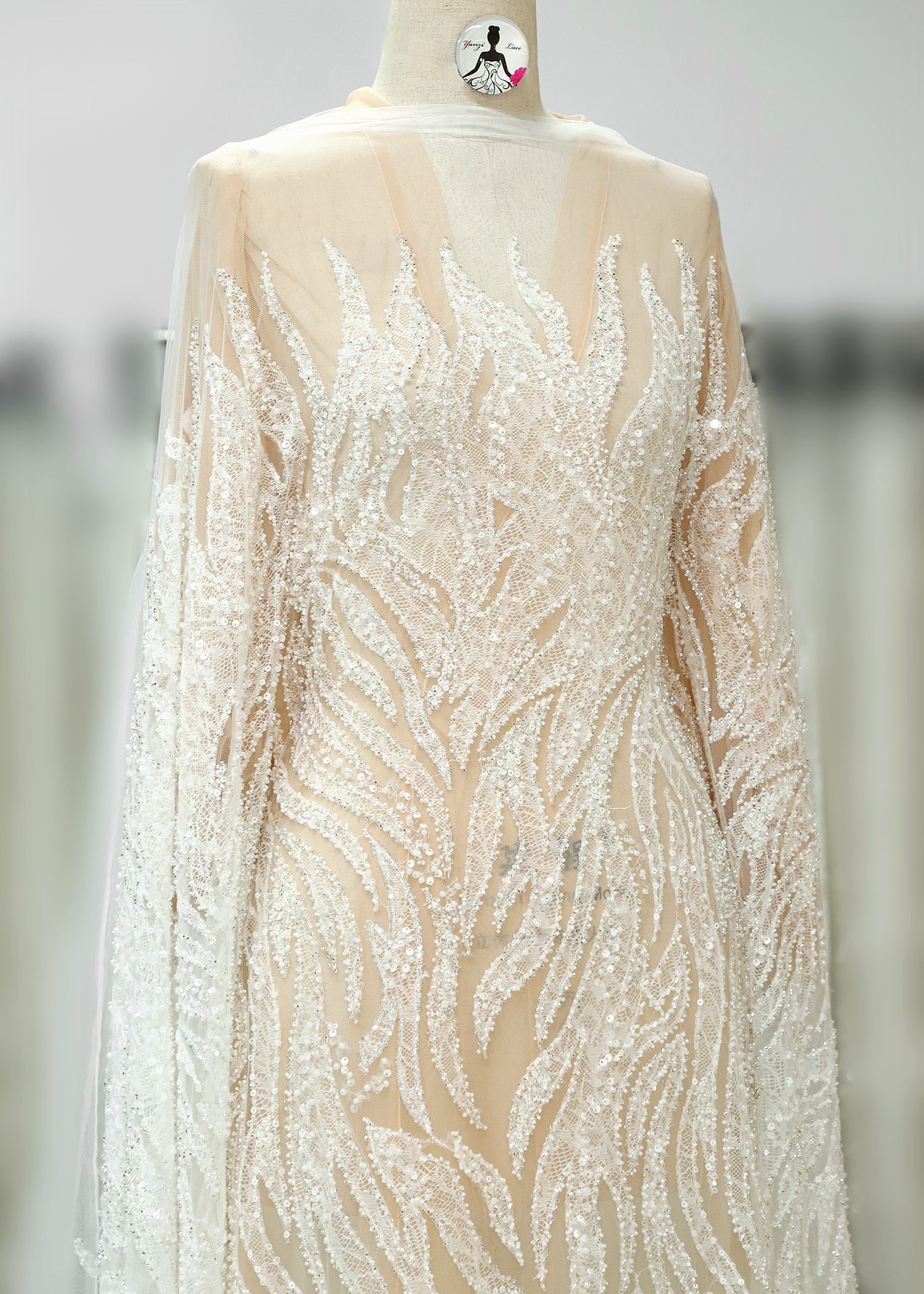 Yanzi Laser lace beaded sequin embroidered lace (YZZX776)