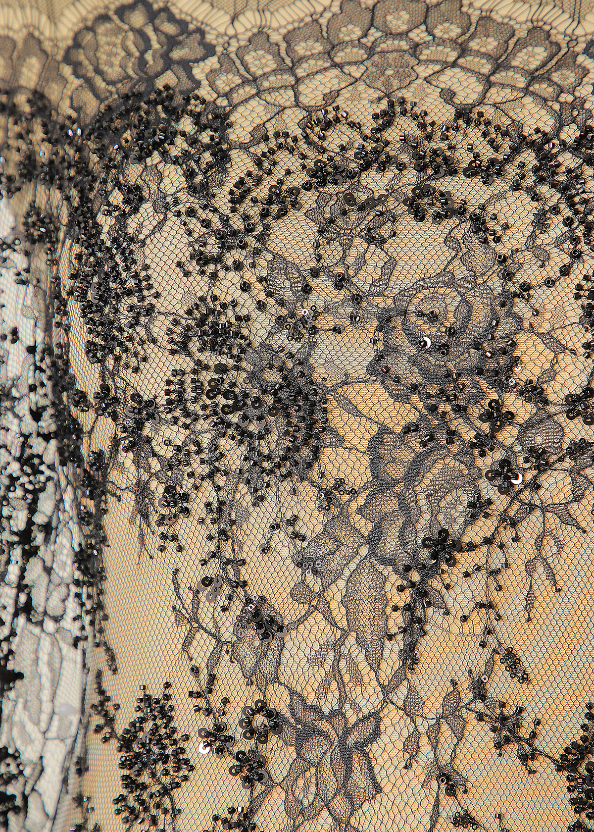 Yanzi cEyelash lace with bead embroidery fabric (YZZX892+L9315）