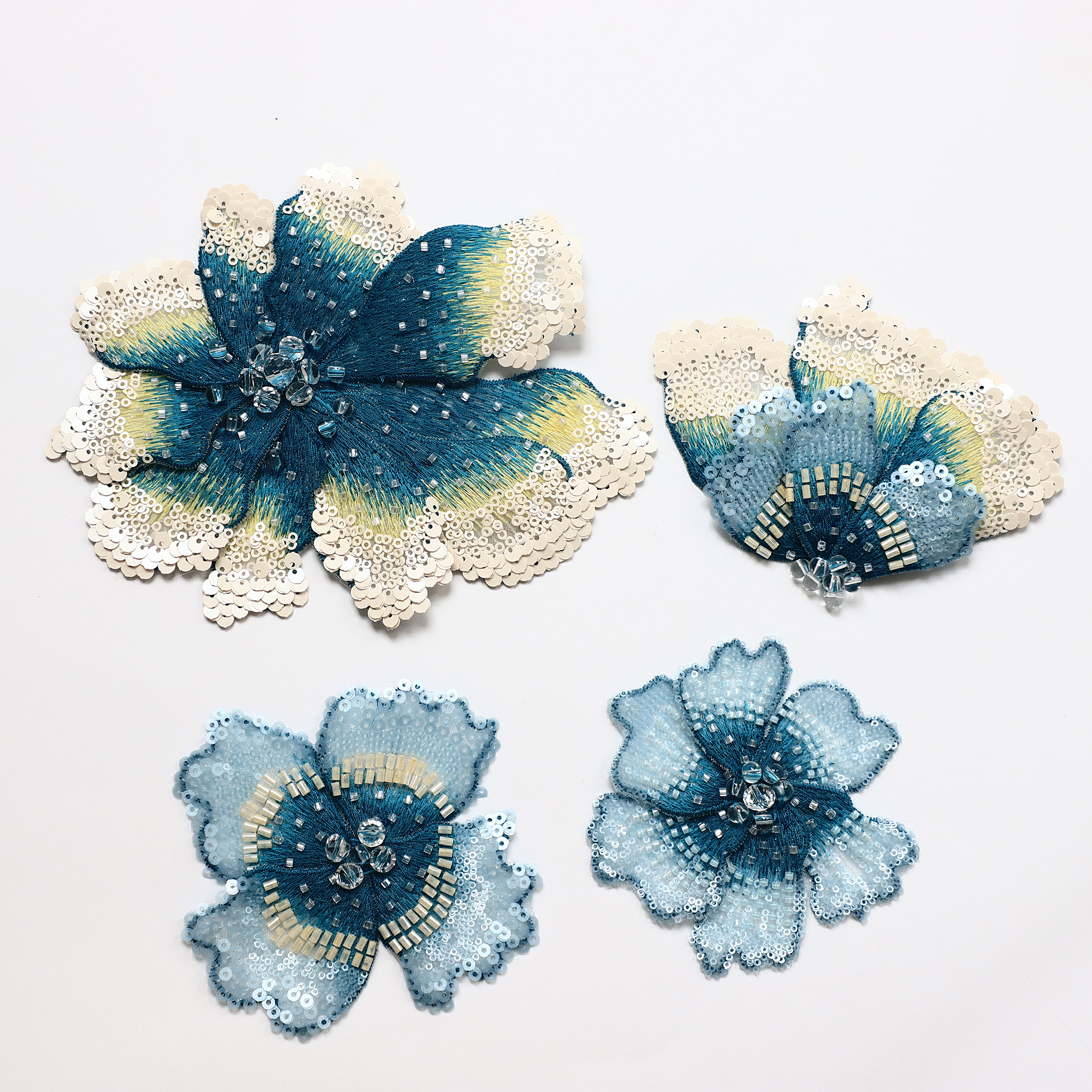 Yanzi Handmade 3d Flower Sequin Beads Applique(YZDH054)