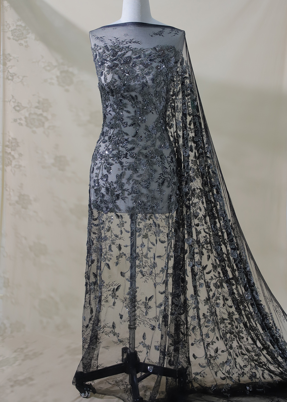 Yanzi colorful beaded lace dress fabric (YZZX658）