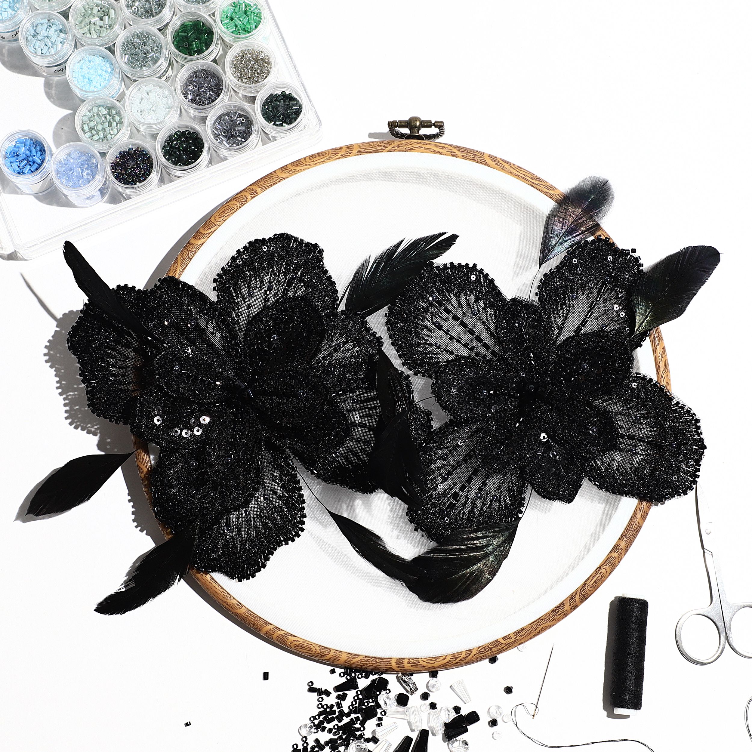 Yanzi Handmade 3d Flower Sequin Beads Applique(YZDH031)