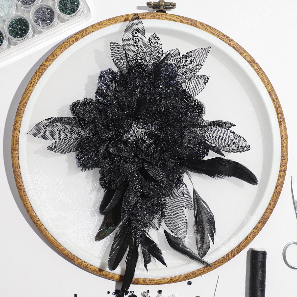 Yanzi Handmade 3d Flower Sequin Beads Applique(YZLQ002)