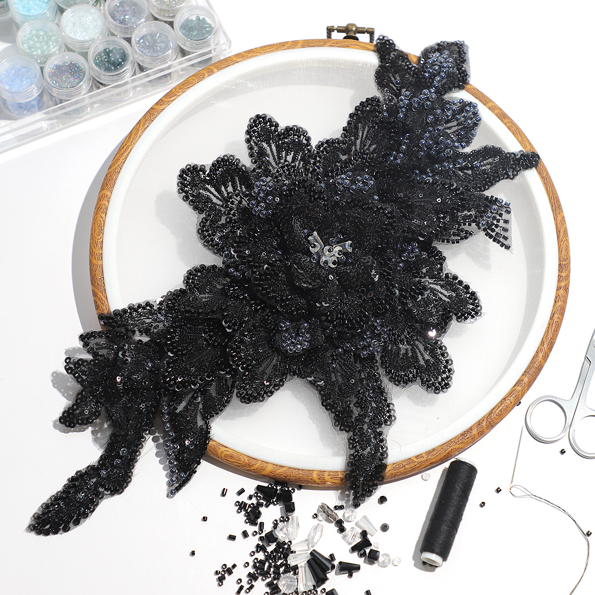 Yanzi Handmade 3d Flower Sequin Beads Applique(YZLQ003)