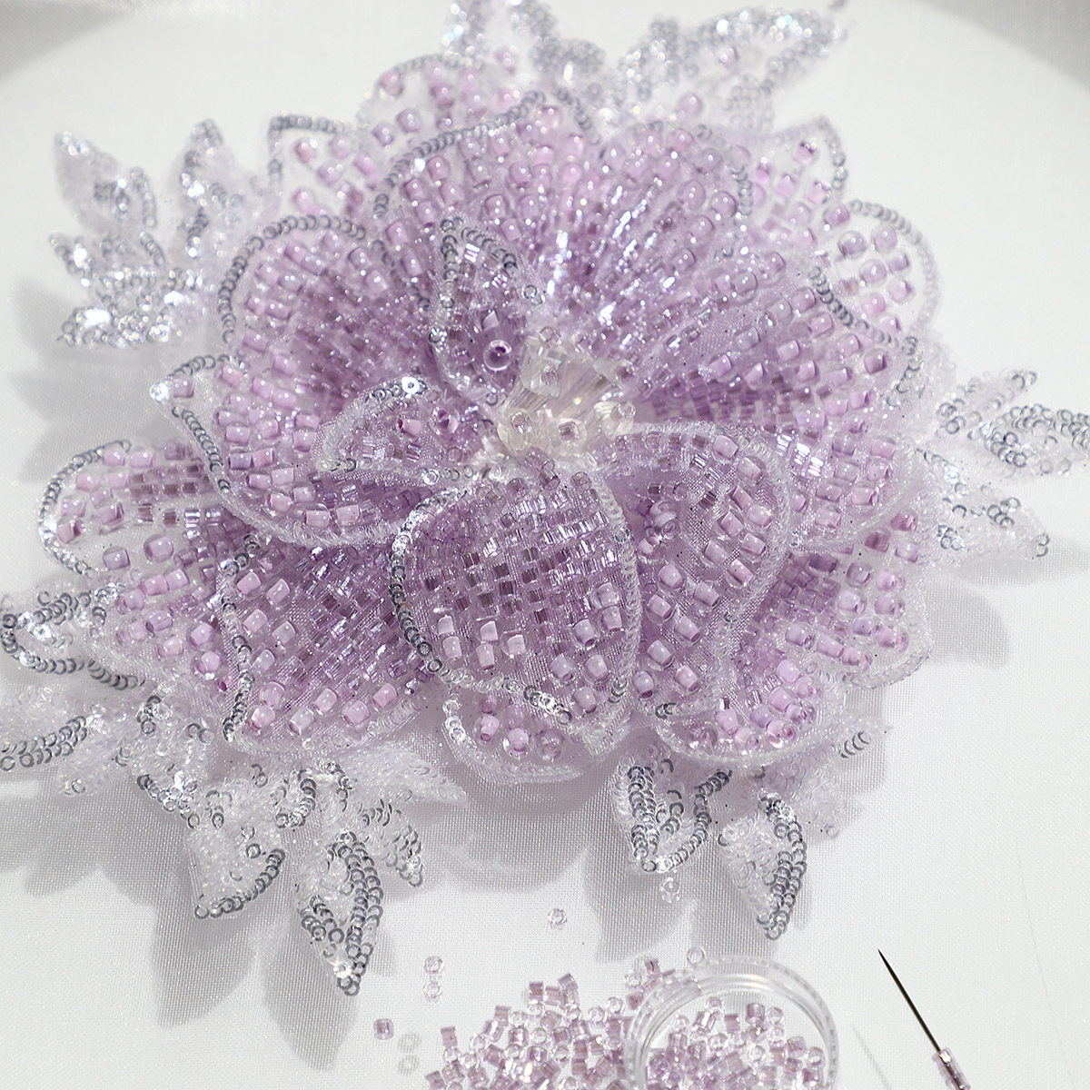 Yanzi Handmade 3d Flower Sequin Beads Applique(YZLQ020)