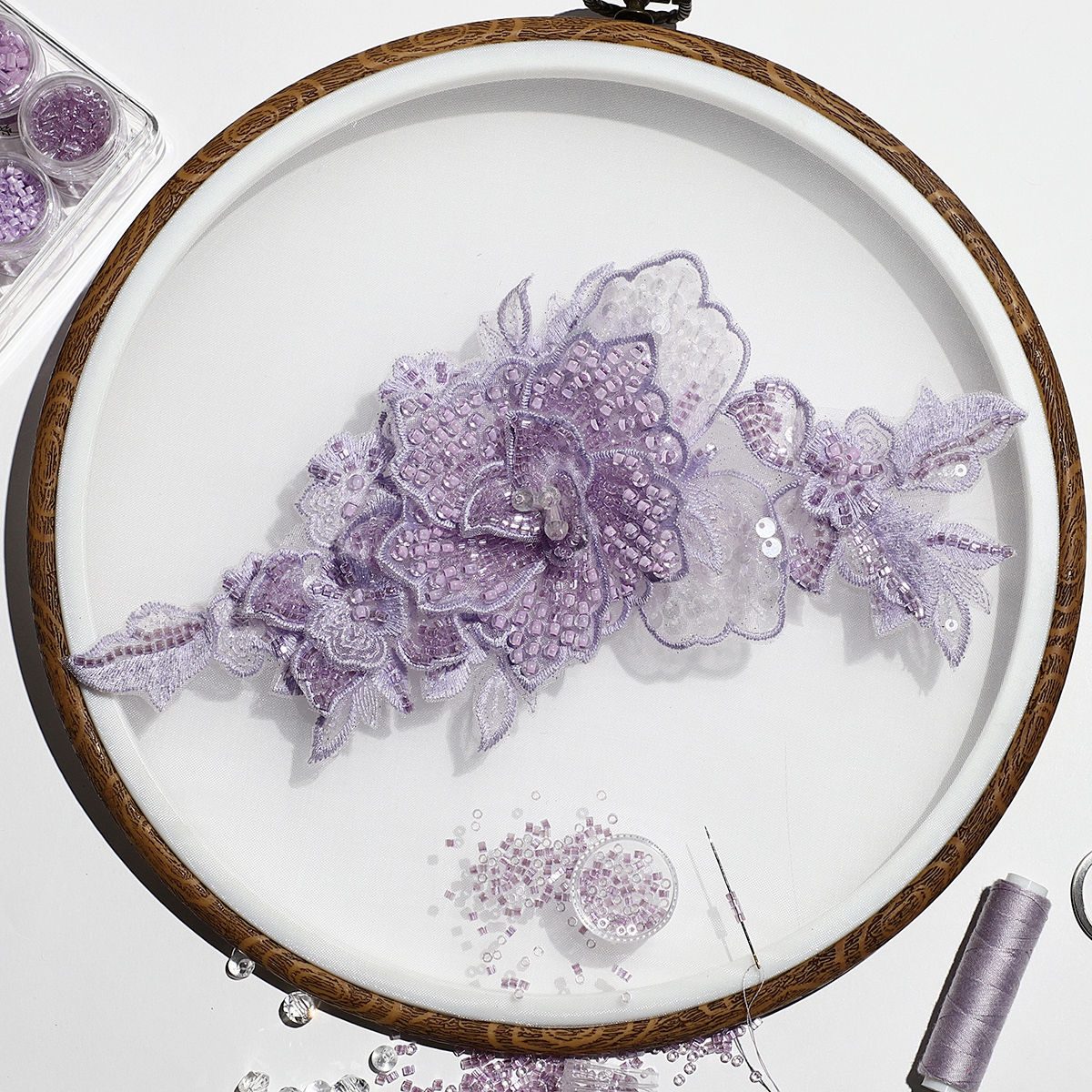Yanzi Handmade 3d Flower Sequin Beads Applique(YZLQ023)