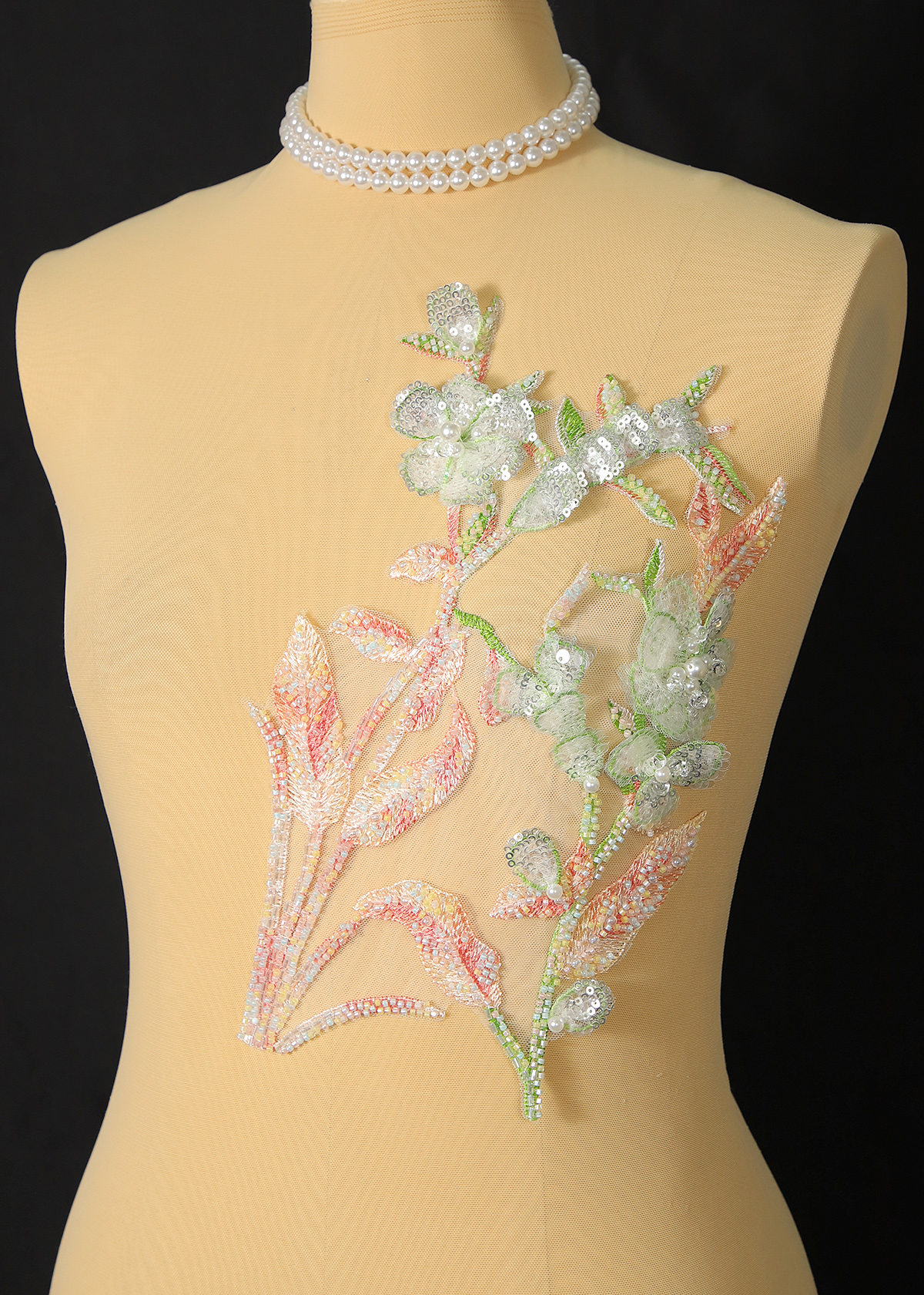 Yanzi Handmade 3d Flower Sequin Beads Applique(YZX217)