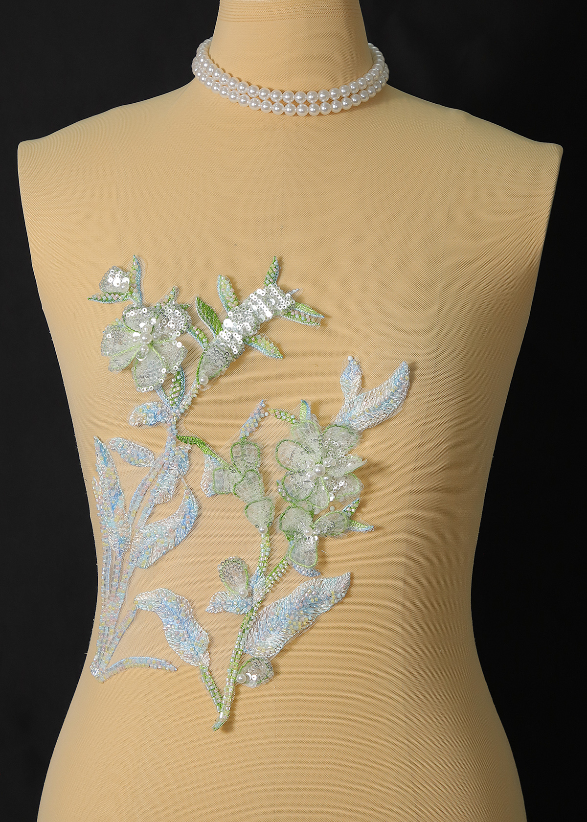 Yanzi Handmade 3d Flower Sequin Beads Applique(YZX217)