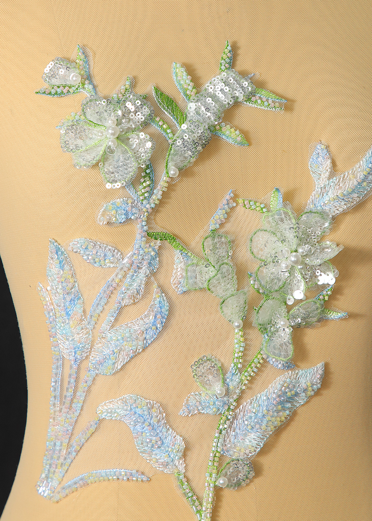 Yanzi Handmade 3d Flower Sequin Beads Applique(YZX217)