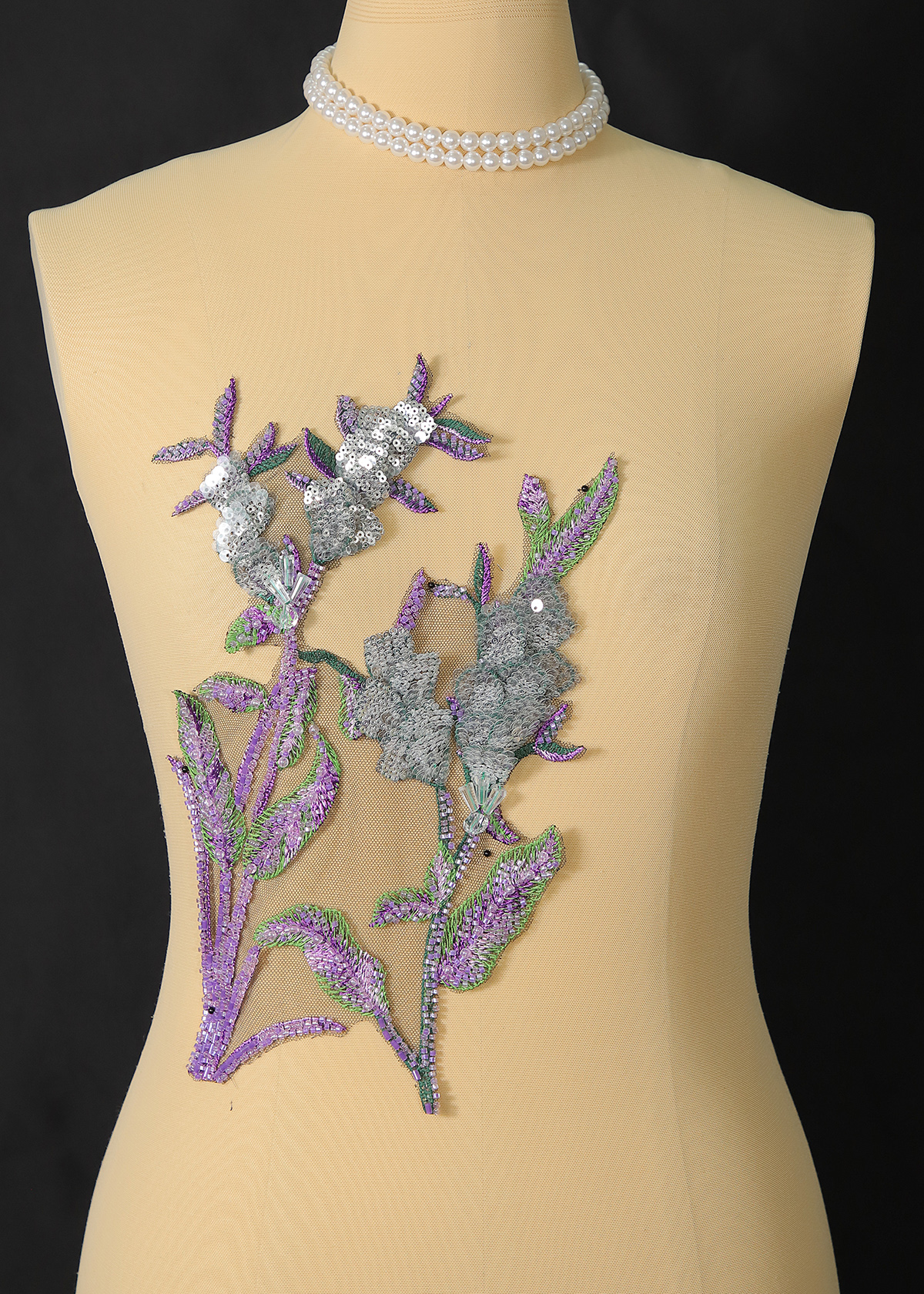 Yanzi Handmade 3d Flower Sequin Beads Applique(YZX212)