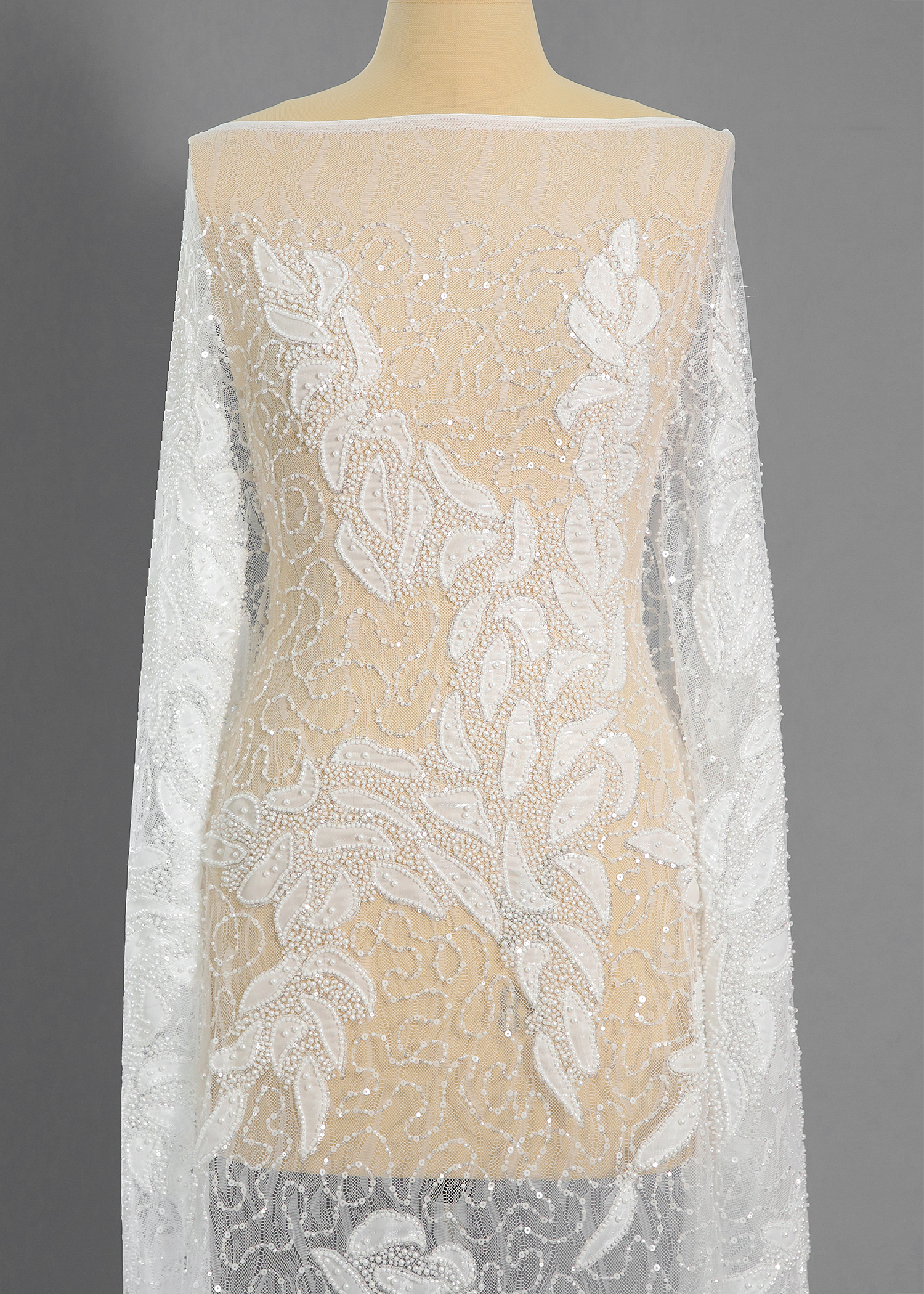 Yanzi laser embroidery fabrics floral beaded sequin lace (YZZX761-1)